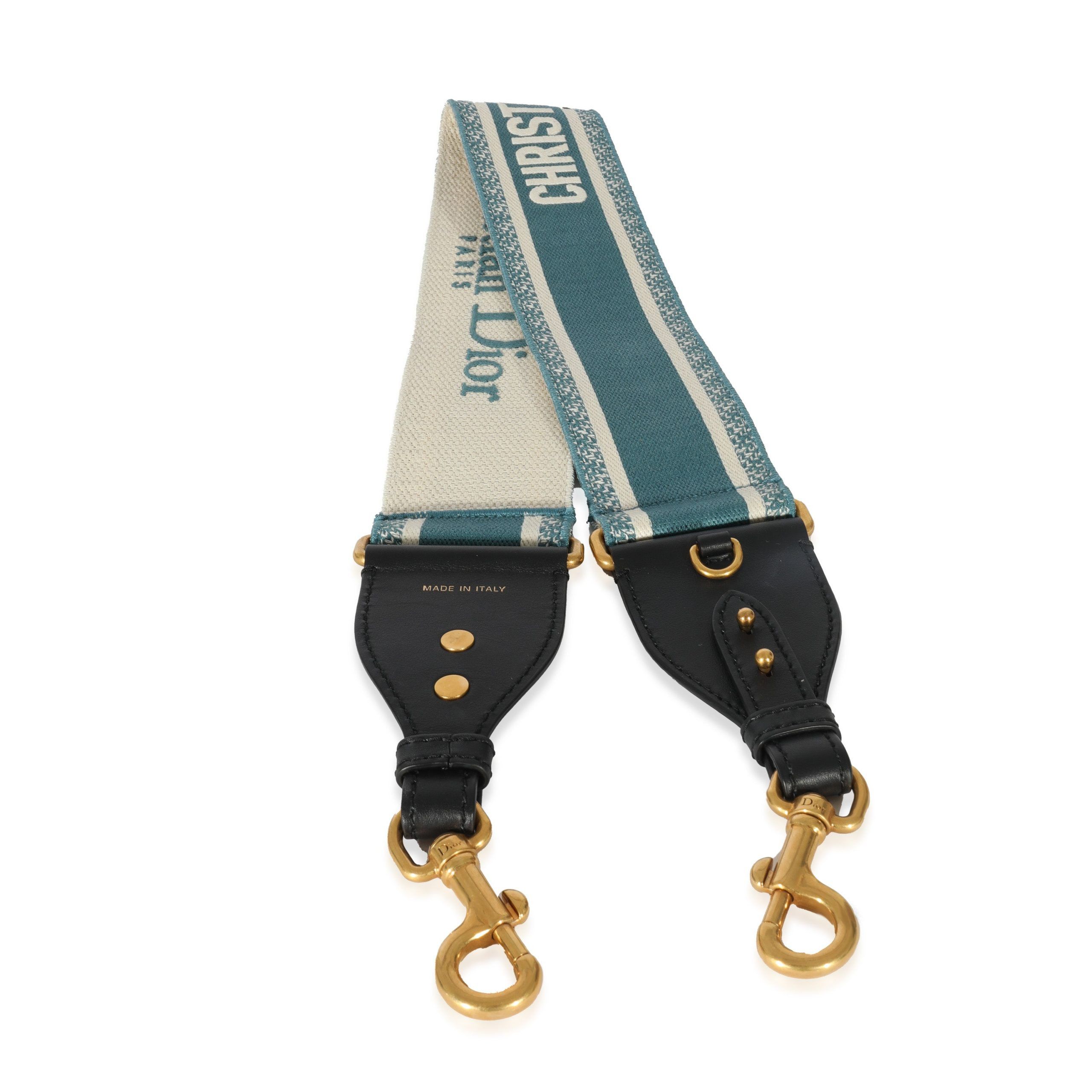 Christian Dior Blue Canvas Logo Embroidered Strap