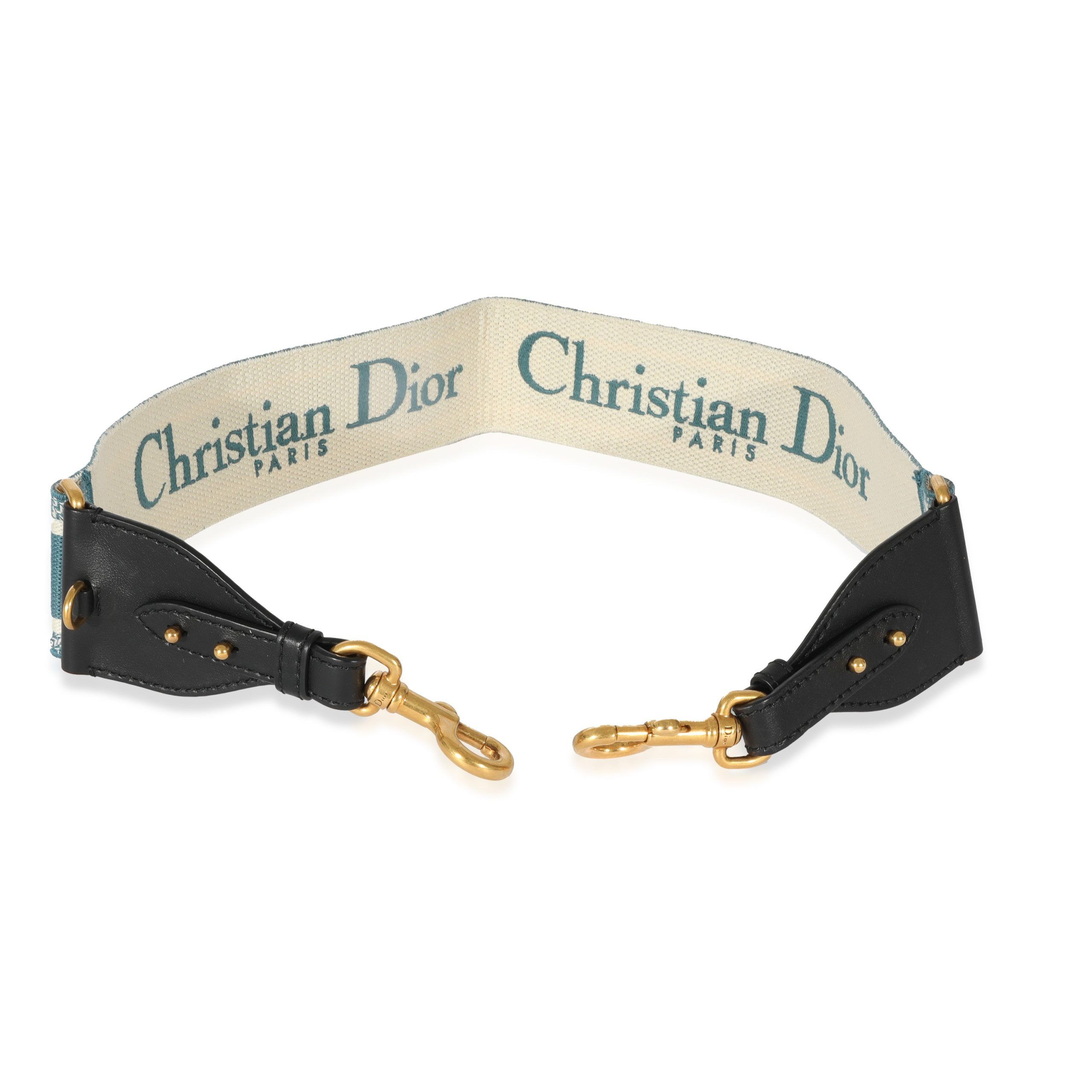 Christian Dior Blue Canvas Logo Embroidered Strap