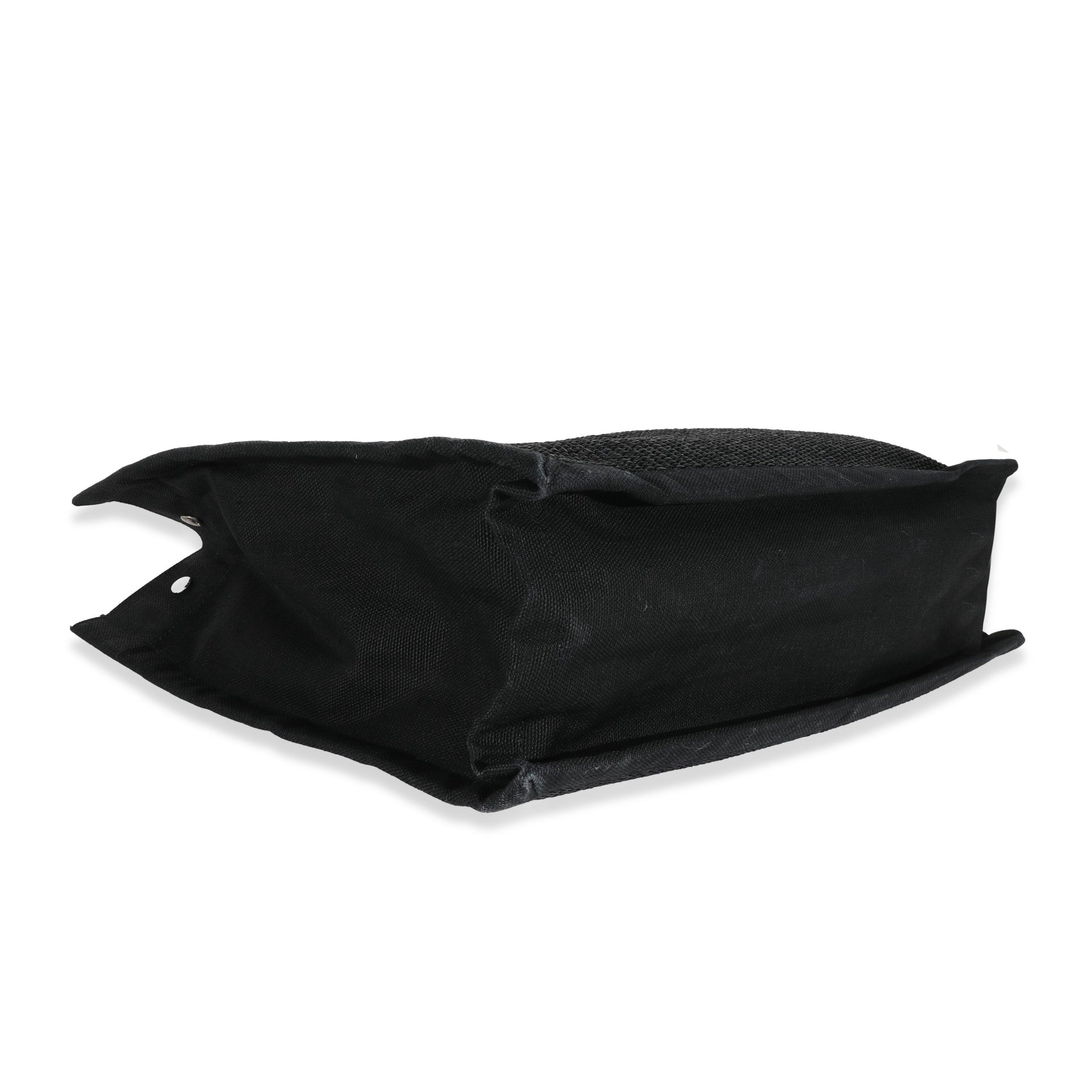 Saint Laurent Black Raffia Large Rive Gauche Tote