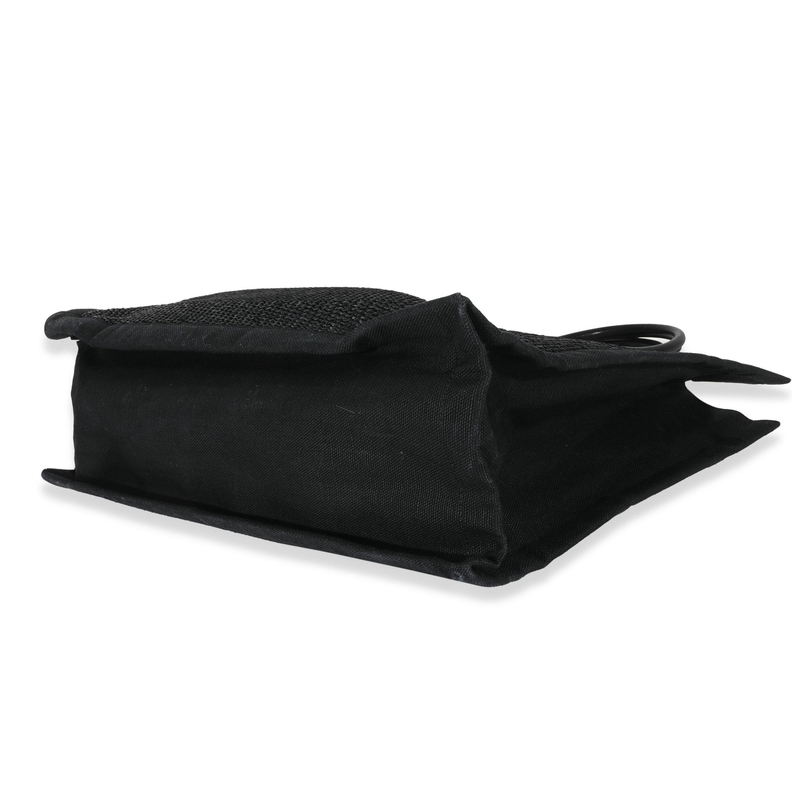 Saint Laurent Black Raffia Large Rive Gauche Tote