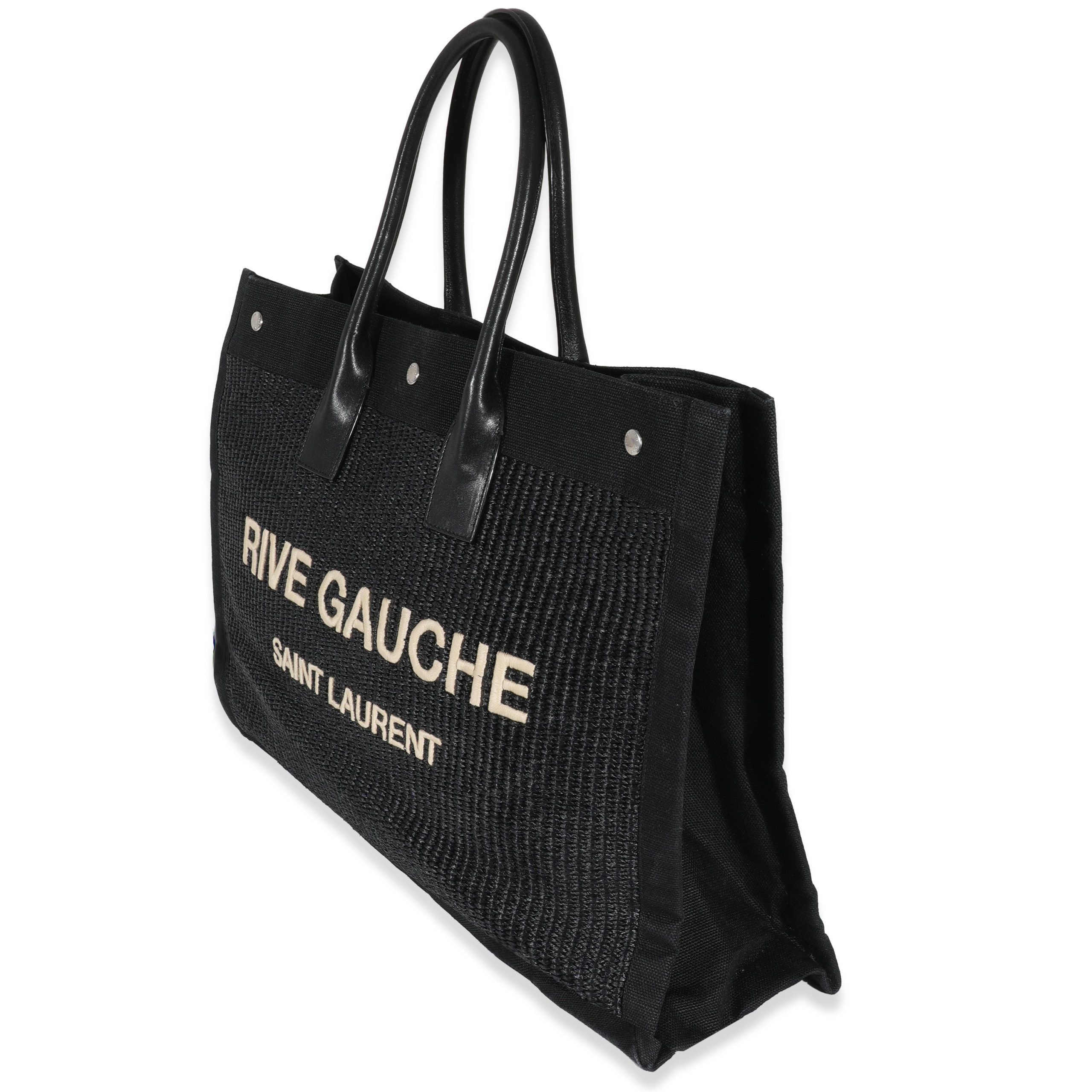 Saint Laurent Black Raffia Large Rive Gauche Tote
