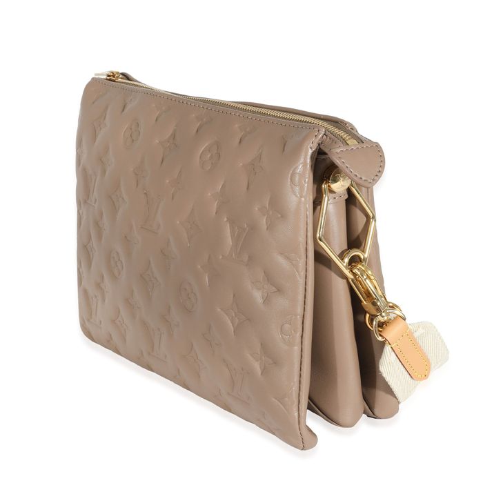 Louis Vuitton Louis Vuitton Taupe Monogram Embossed Puffy Lambskin ...