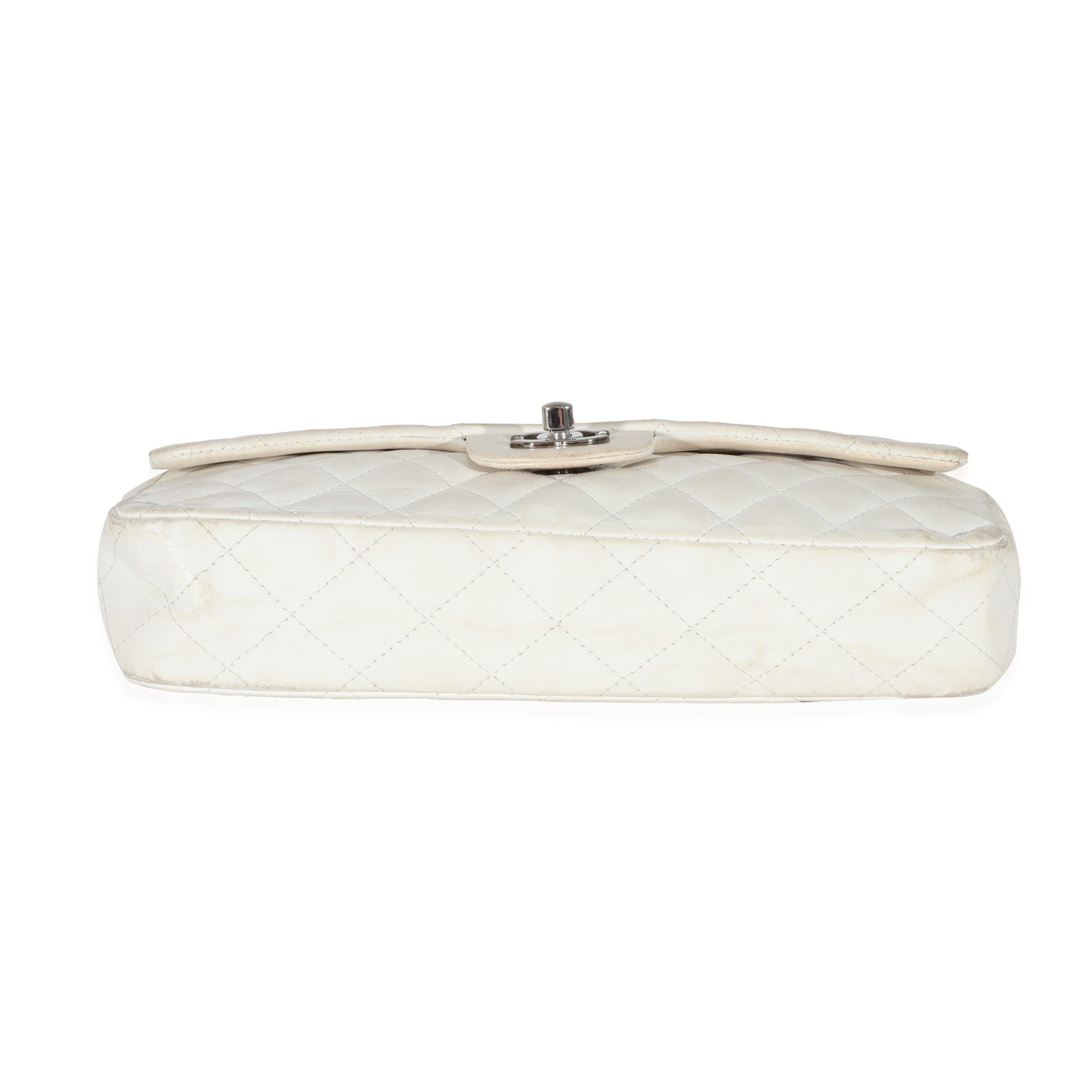 Chanel White Lambskin East West Bijoux CC Flap Bag