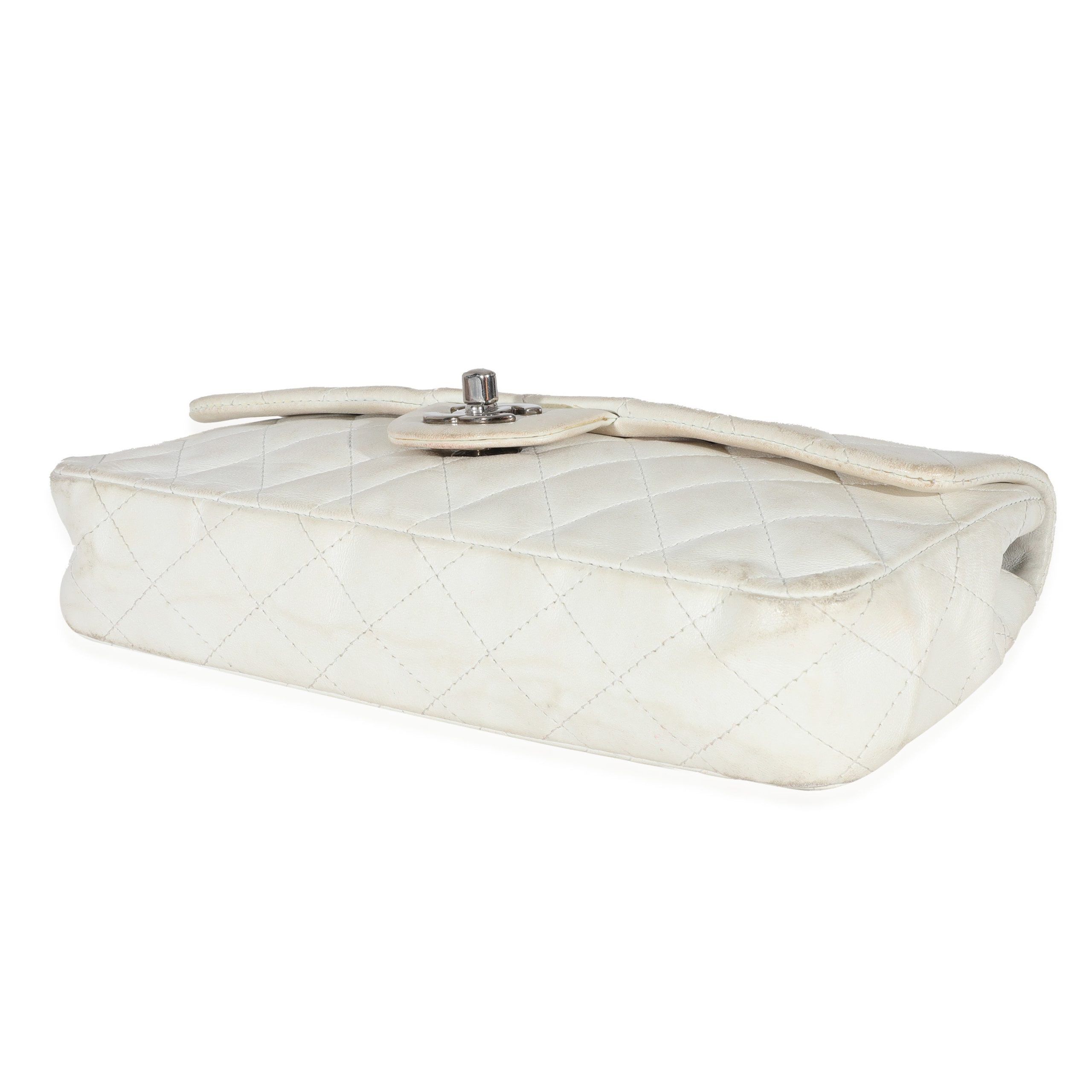 Chanel White Lambskin East West Bijoux CC Flap Bag