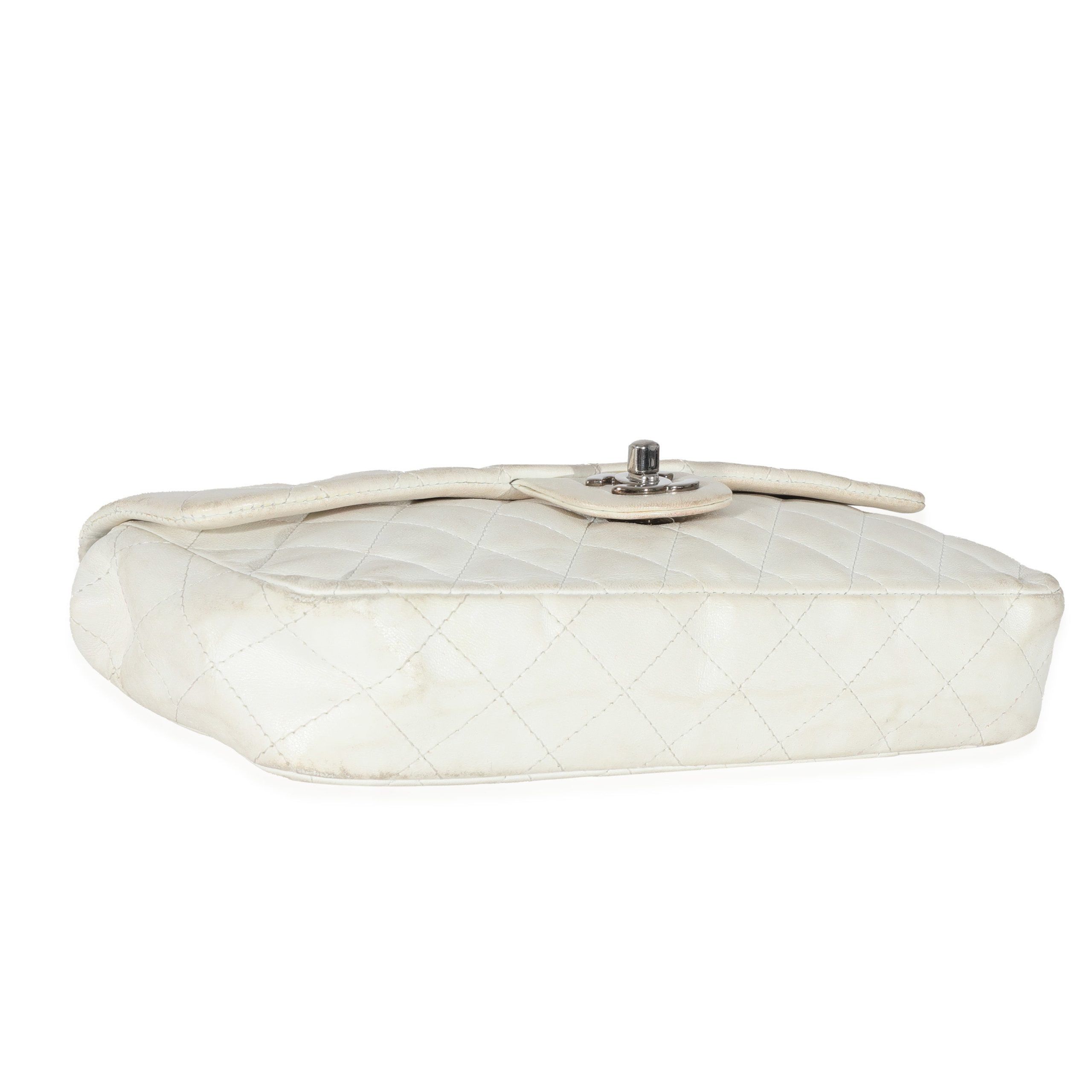 Chanel White Lambskin East West Bijoux CC Flap Bag