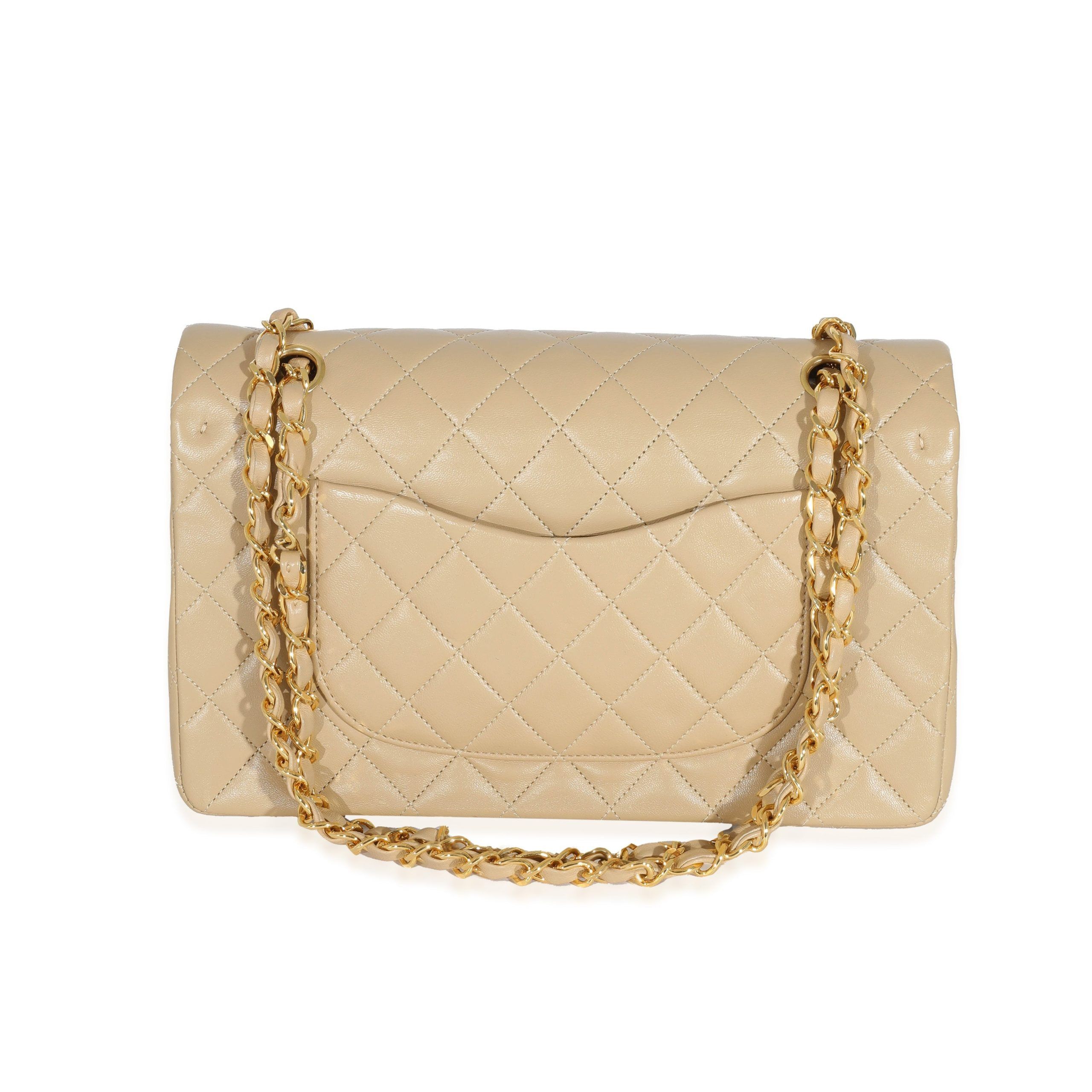 Chanel Chanel Vintage Beige Quilted Lambskin Classic Medium Double Flap Size ONE SIZE - 3 Thumbnail