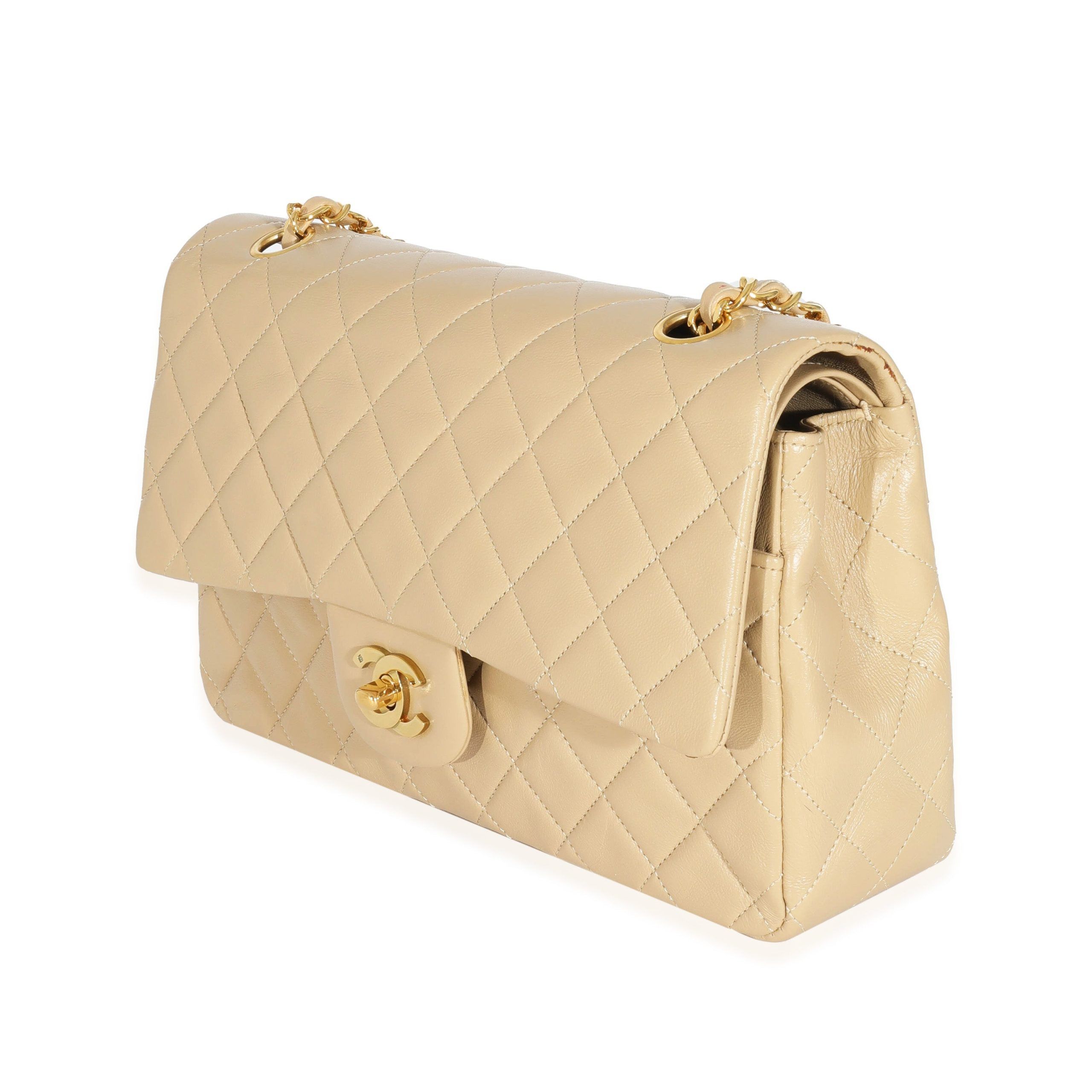 Chanel Chanel Vintage Beige Quilted Lambskin Classic Medium Double Flap Size ONE SIZE - 2 Preview