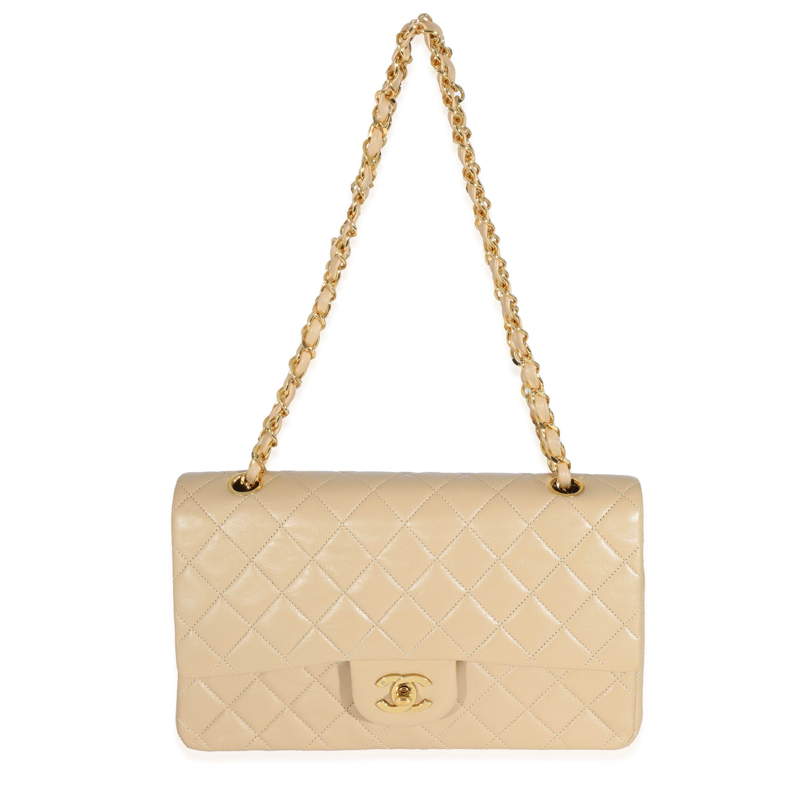 Chanel Chanel Vintage Beige Quilted Lambskin Classic Medium Double Flap Size ONE SIZE - 7 Thumbnail