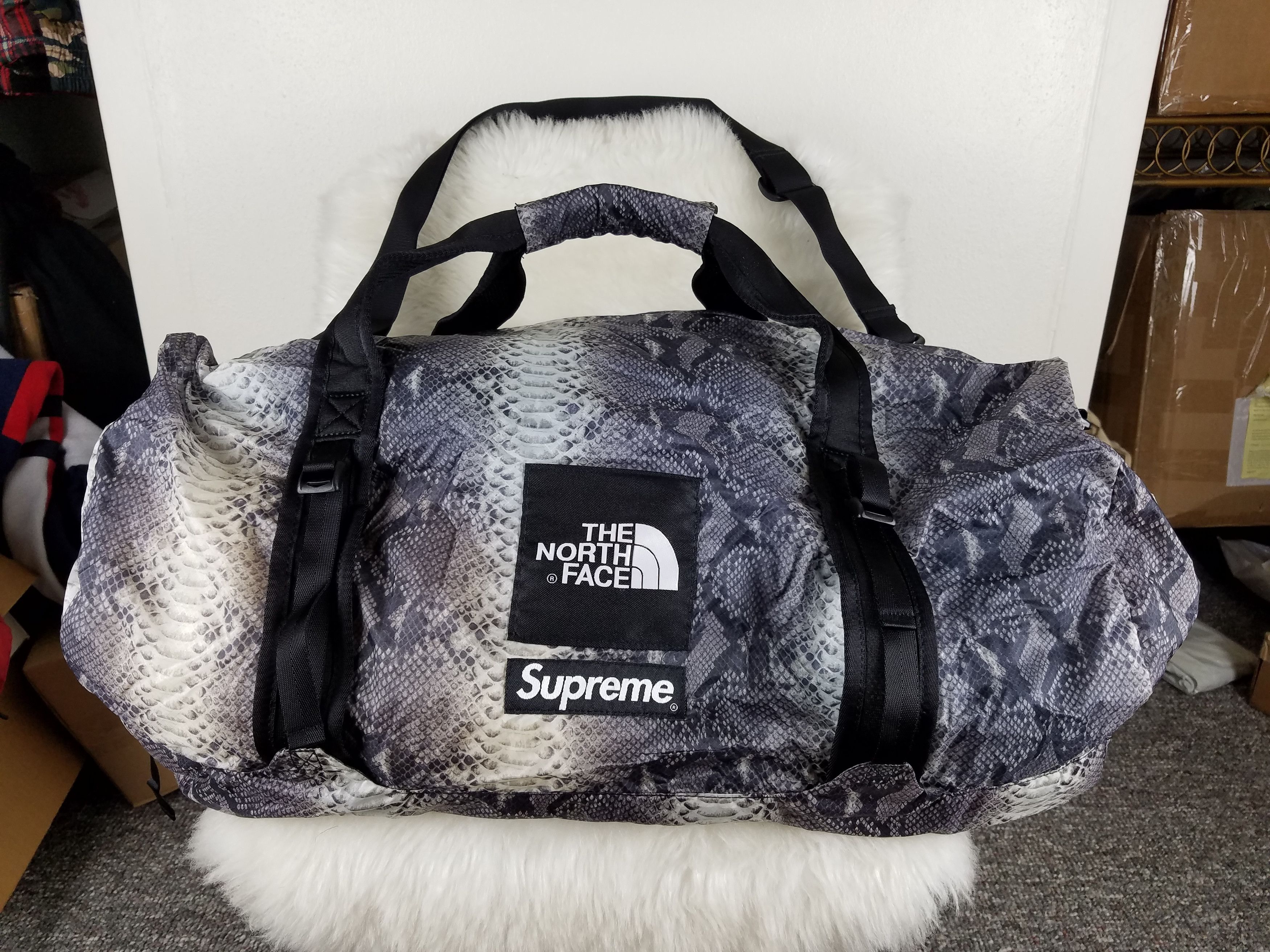 Supreme The North Face Snakeskin Flyweight Duffle Bag Grailed