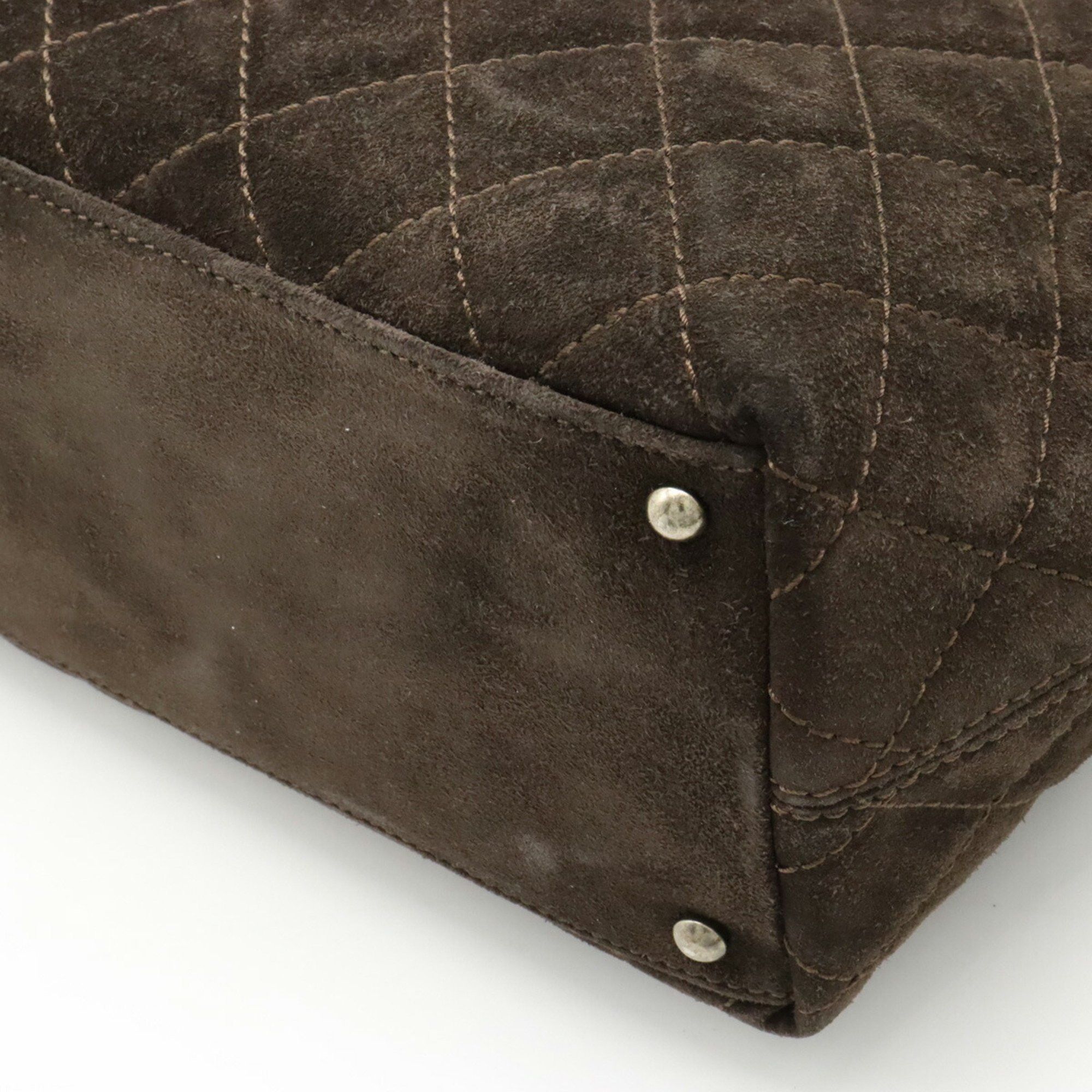 Chanel CHANEL Wild Stitch Matelasse Tote Bag Handbag Shoulder Suede Leather Dark Brown Size ONE SIZE - 3 Thumbnail