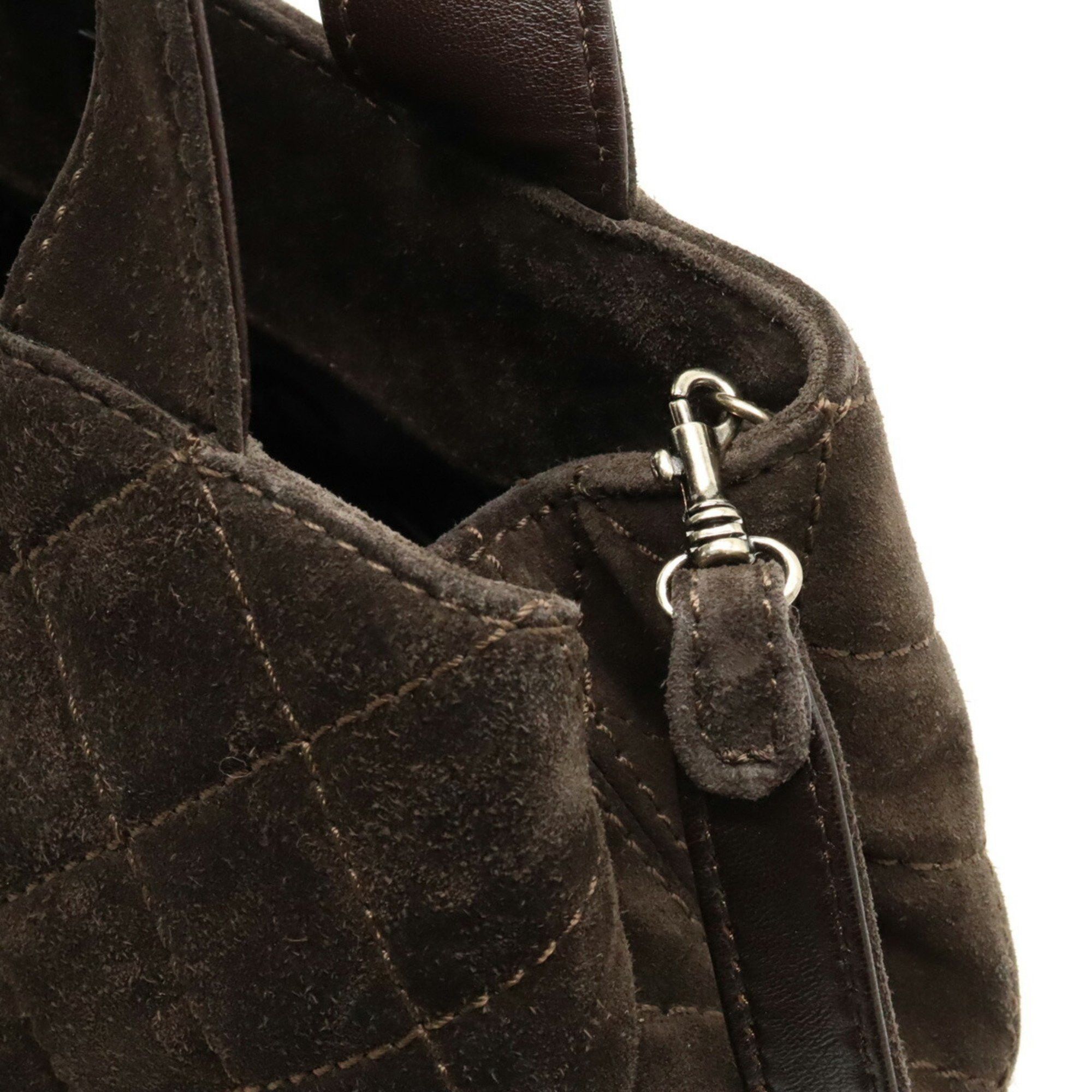 Chanel CHANEL Wild Stitch Matelasse Tote Bag Handbag Shoulder Suede Leather Dark Brown Size ONE SIZE - 6 Thumbnail