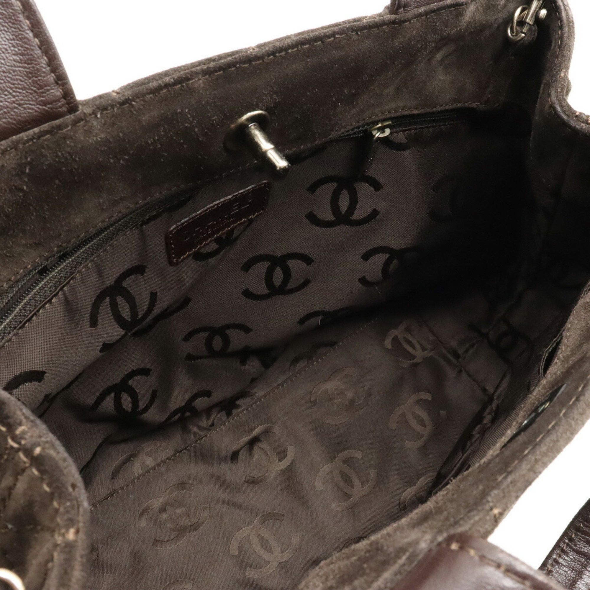 Chanel CHANEL Wild Stitch Matelasse Tote Bag Handbag Shoulder Suede Leather Dark Brown Size ONE SIZE - 5 Thumbnail