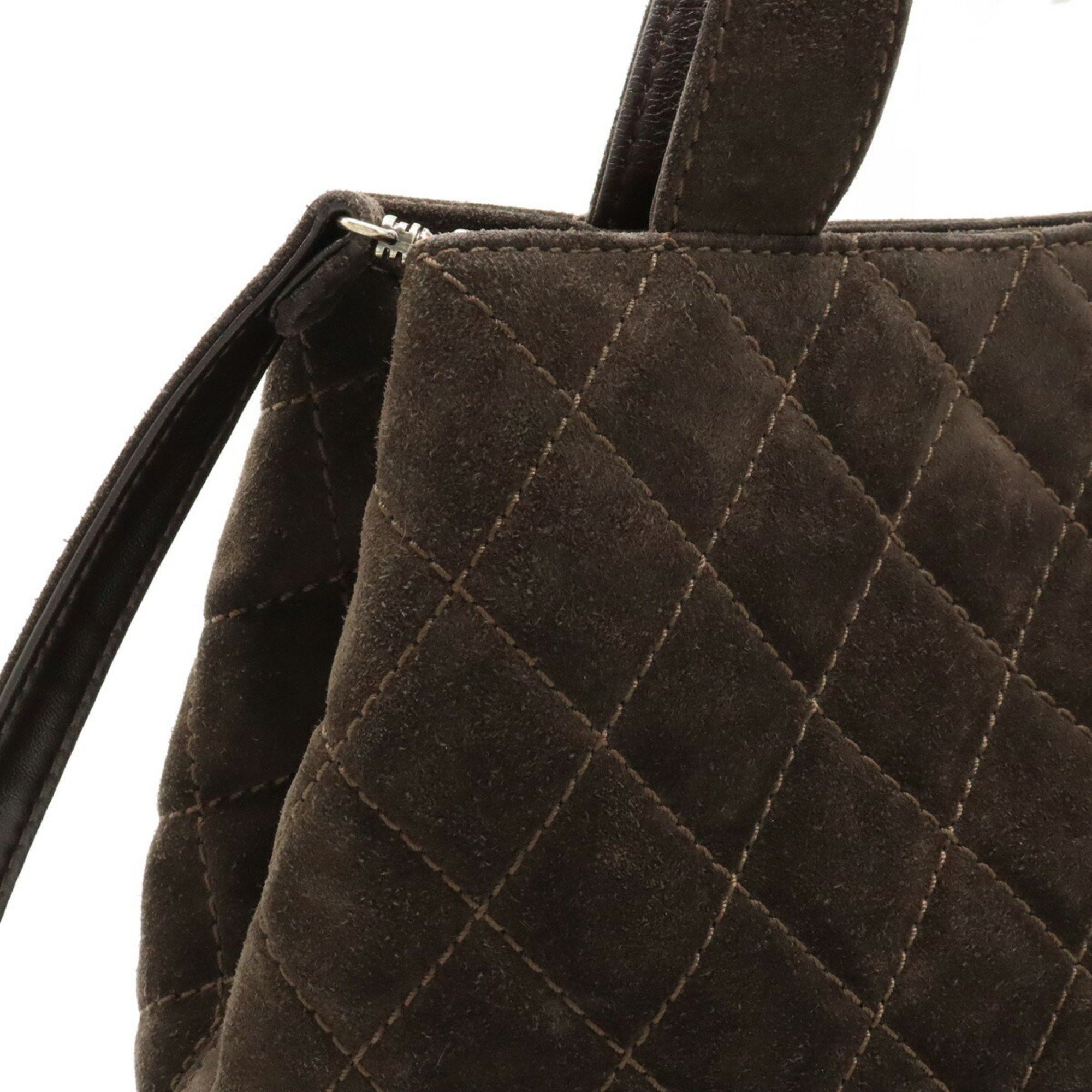 Chanel CHANEL Wild Stitch Matelasse Tote Bag Handbag Shoulder Suede Leather Dark Brown Size ONE SIZE - 7 Thumbnail
