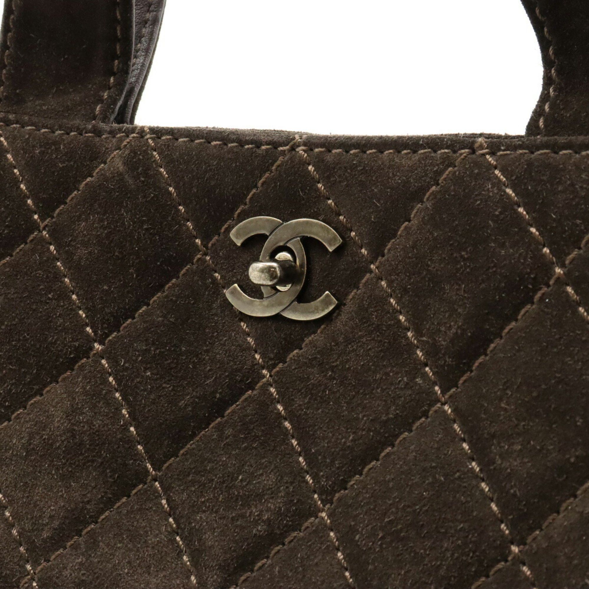 Chanel CHANEL Wild Stitch Matelasse Tote Bag Handbag Shoulder Suede Leather Dark Brown Size ONE SIZE - 8 Preview