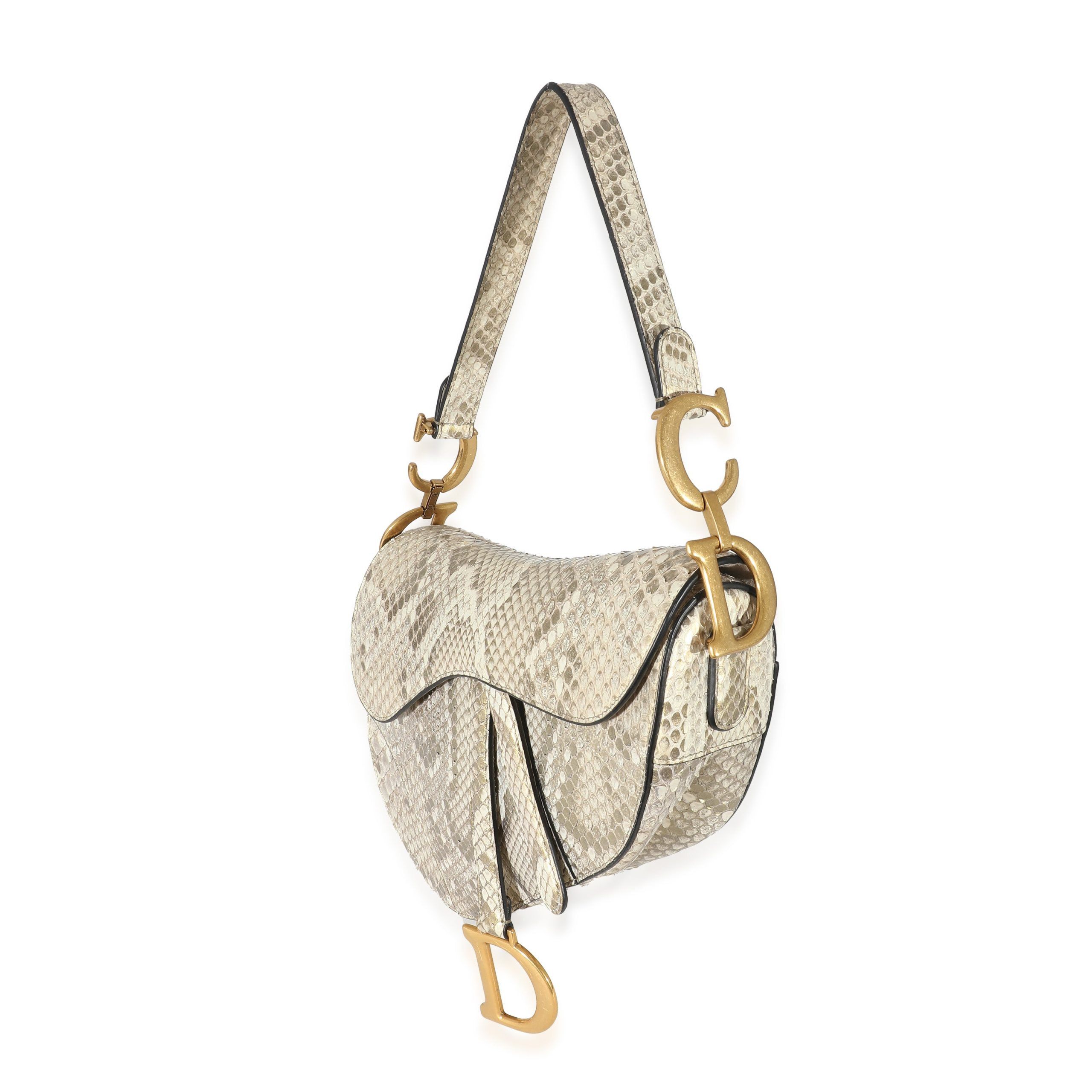 Dior Christian Dior Gold Metallic Python Saddle Bag Size ONE SIZE - 2 Preview