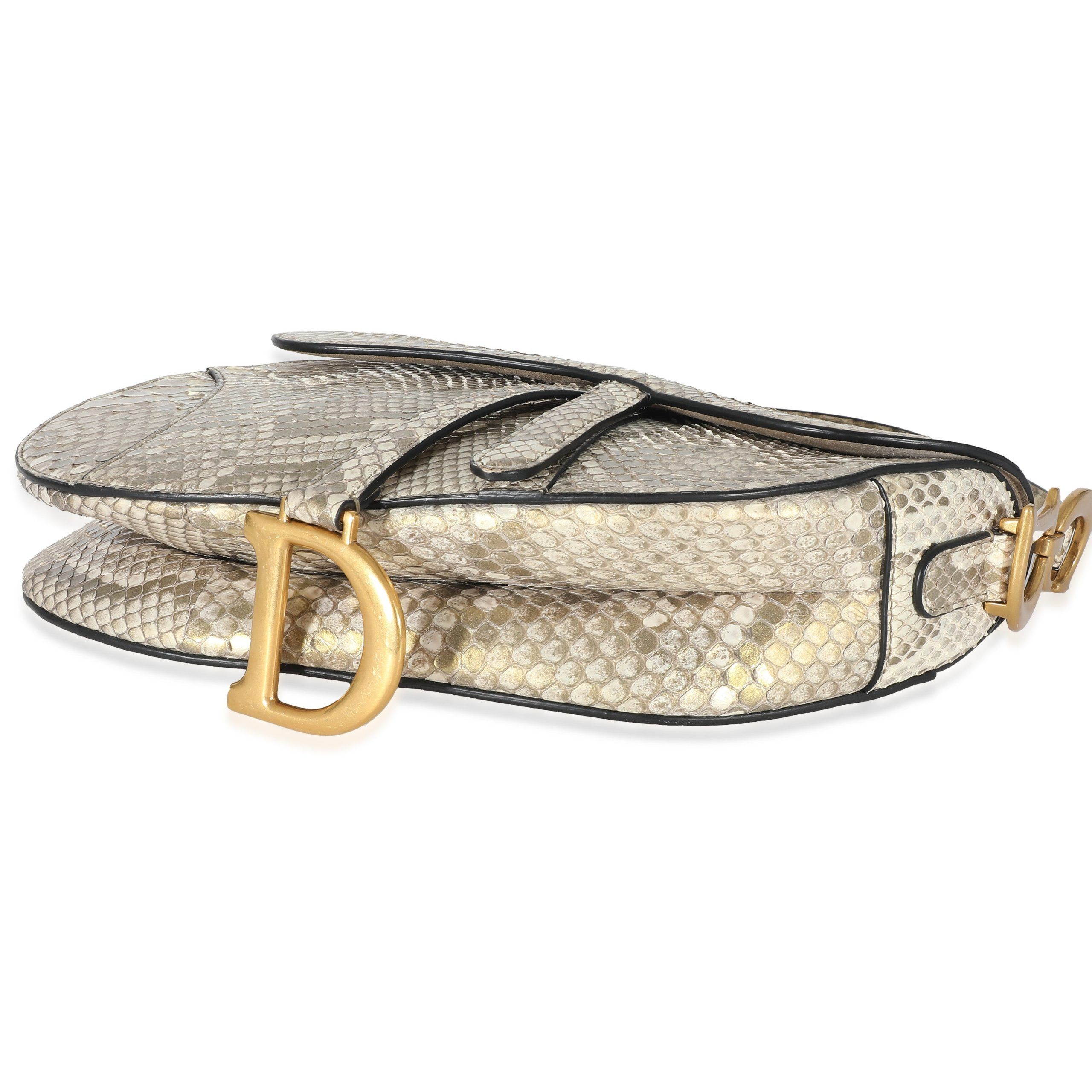 Dior Christian Dior Gold Metallic Python Saddle Bag Size ONE SIZE - 6 Thumbnail