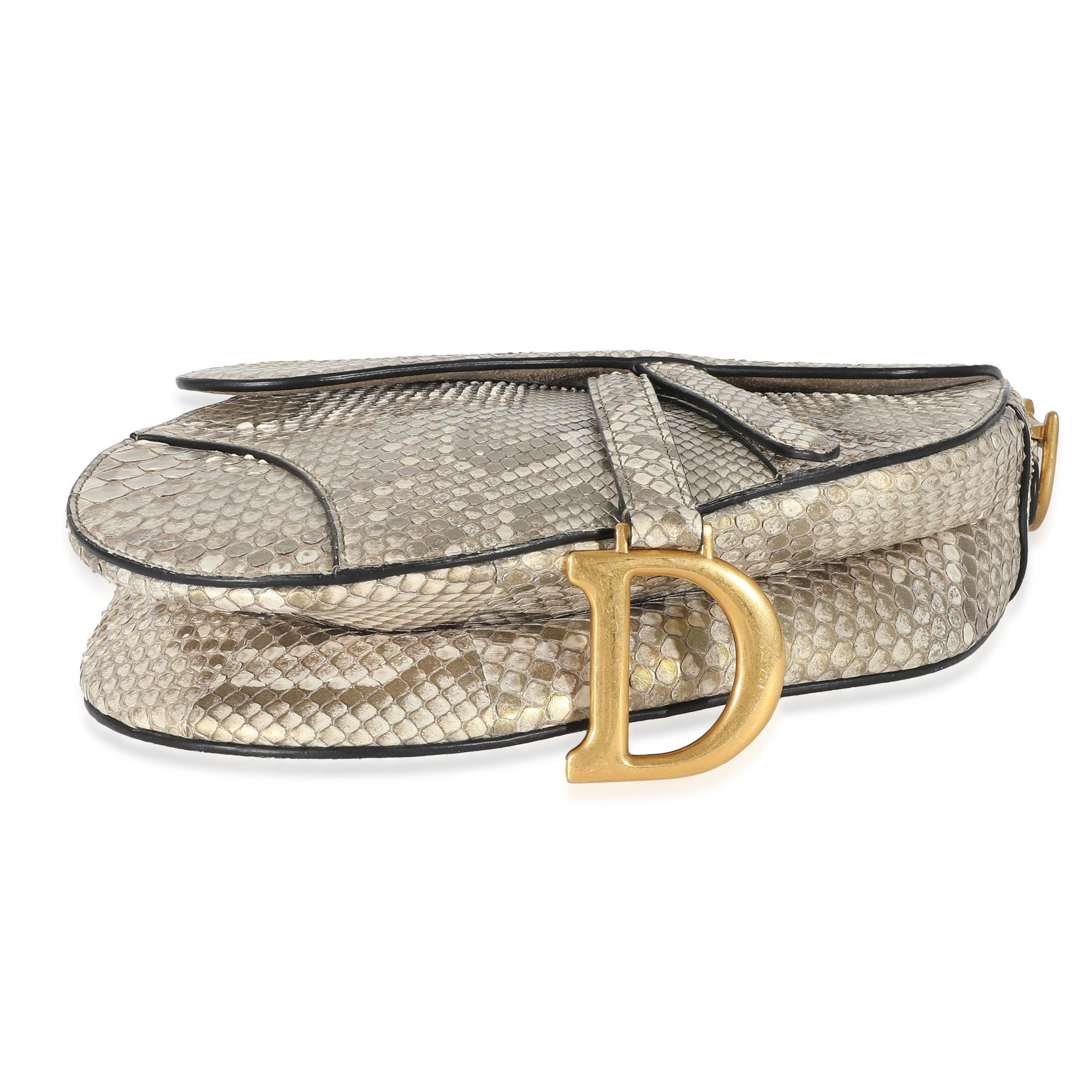 Dior Christian Dior Gold Metallic Python Saddle Bag Size ONE SIZE - 4 Thumbnail