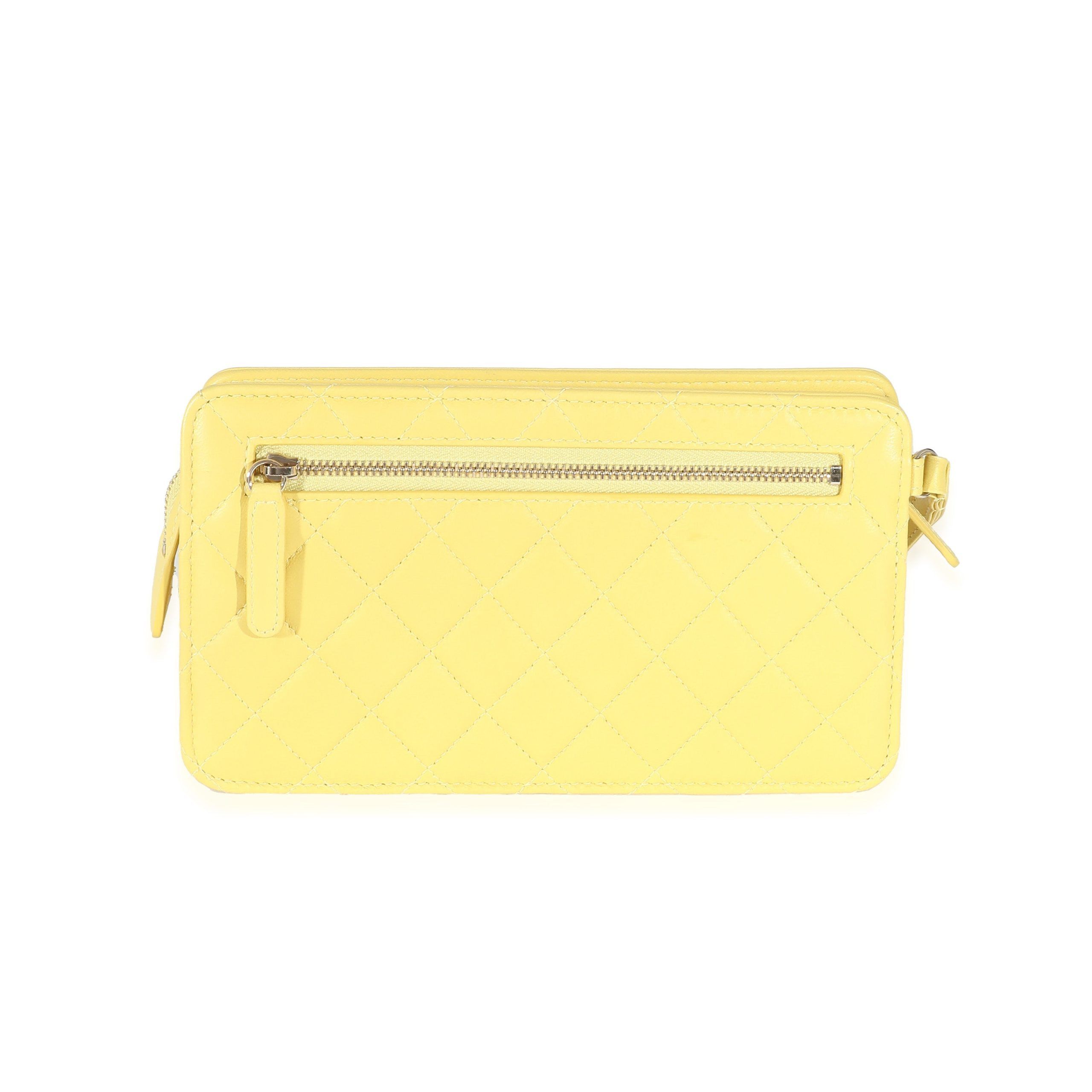 Chanel Chanel Yellow Lambskin Quilted Front Pocket Wristlet Size ONE SIZE - 4 Thumbnail