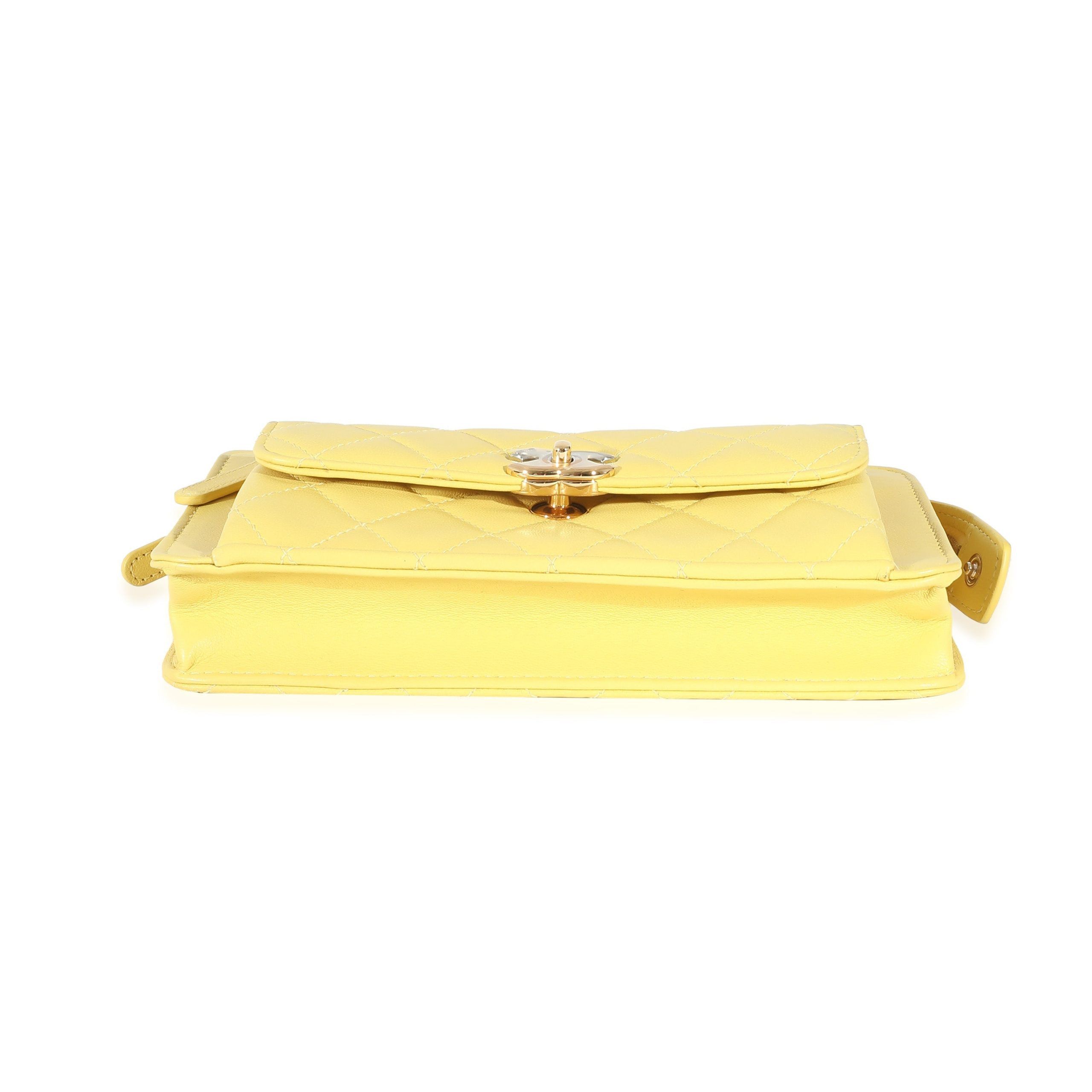 Chanel Chanel Yellow Lambskin Quilted Front Pocket Wristlet Size ONE SIZE - 6 Thumbnail