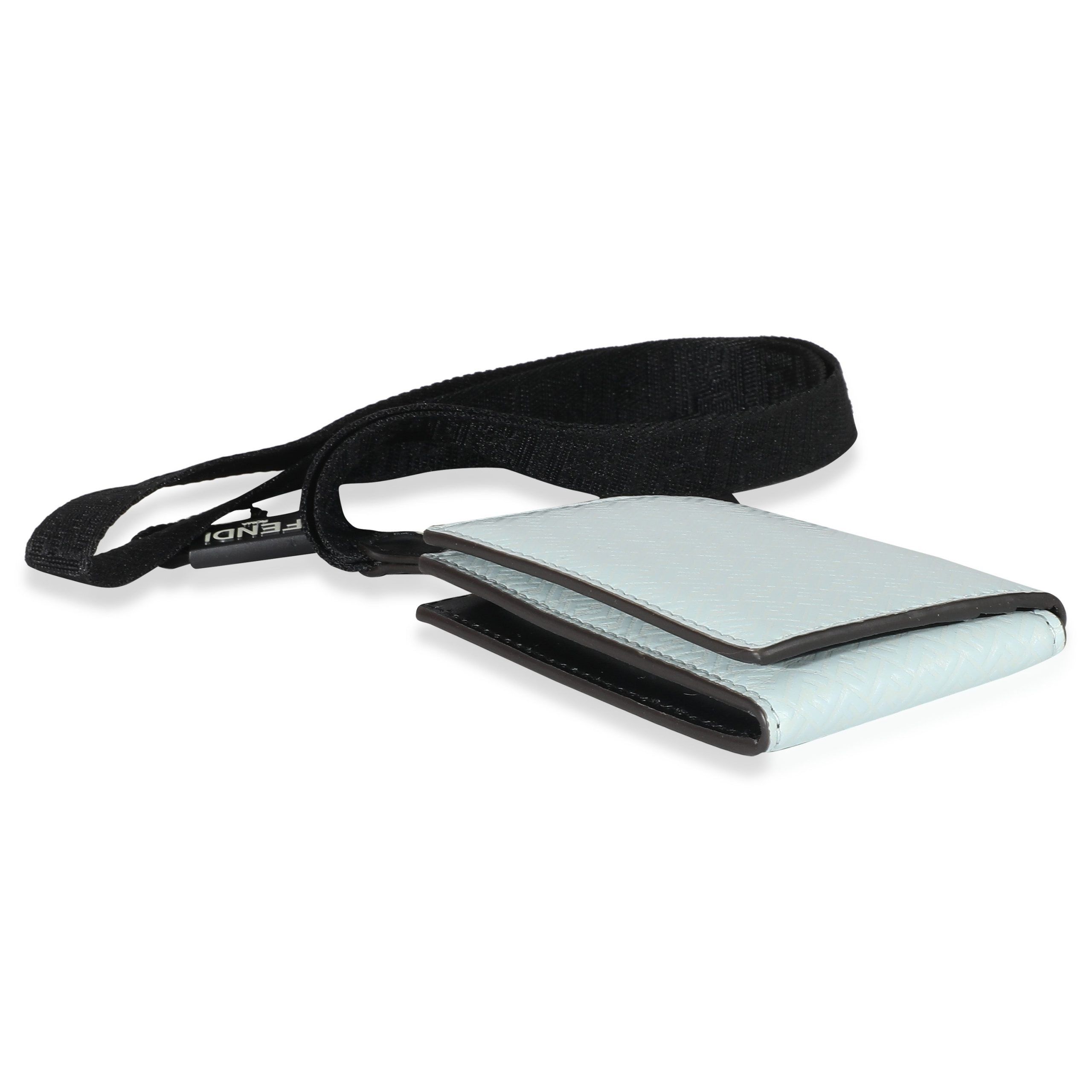 Fendi Blue Zucca Leather Card Holder On Strap