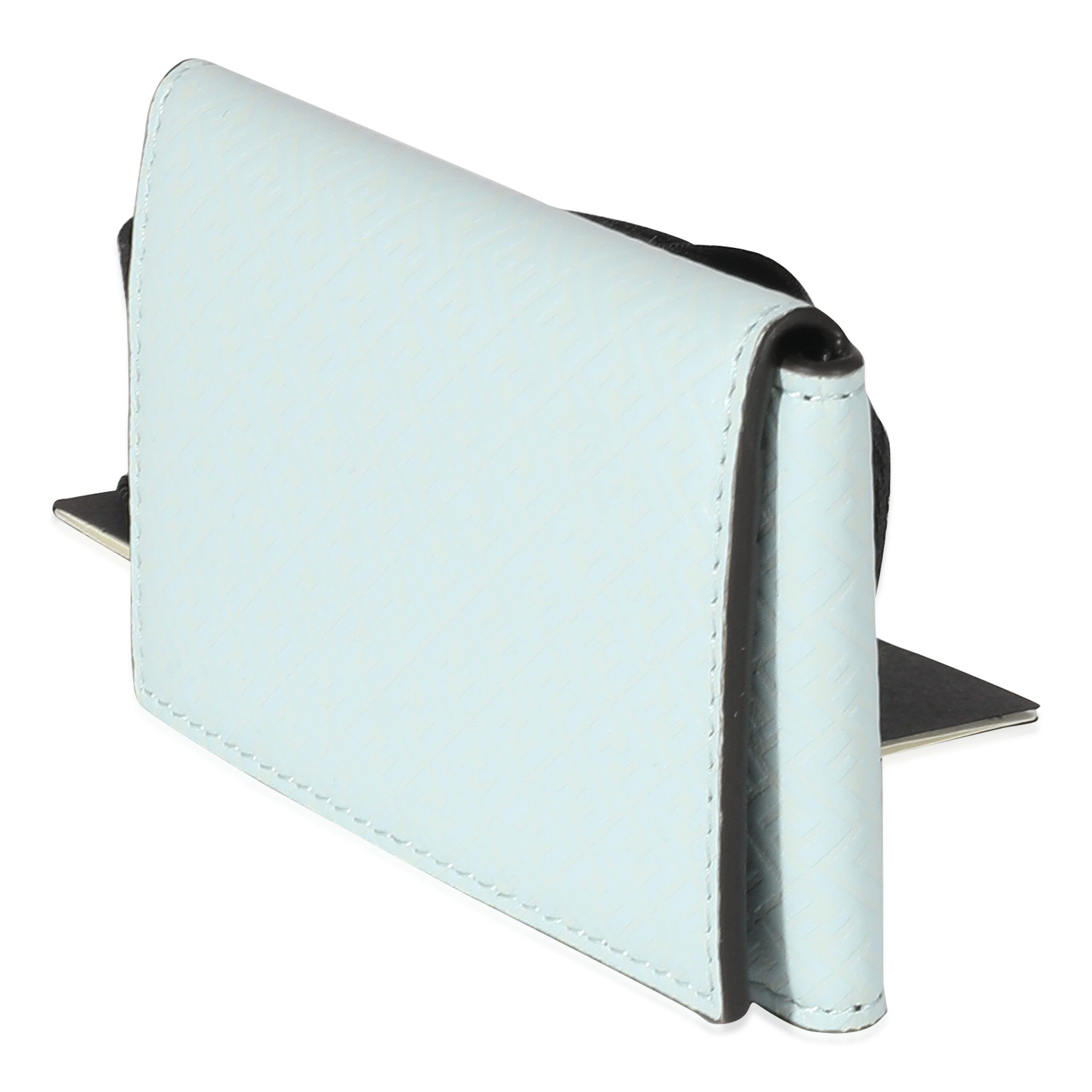 Fendi Blue Zucca Leather Card Holder On Strap