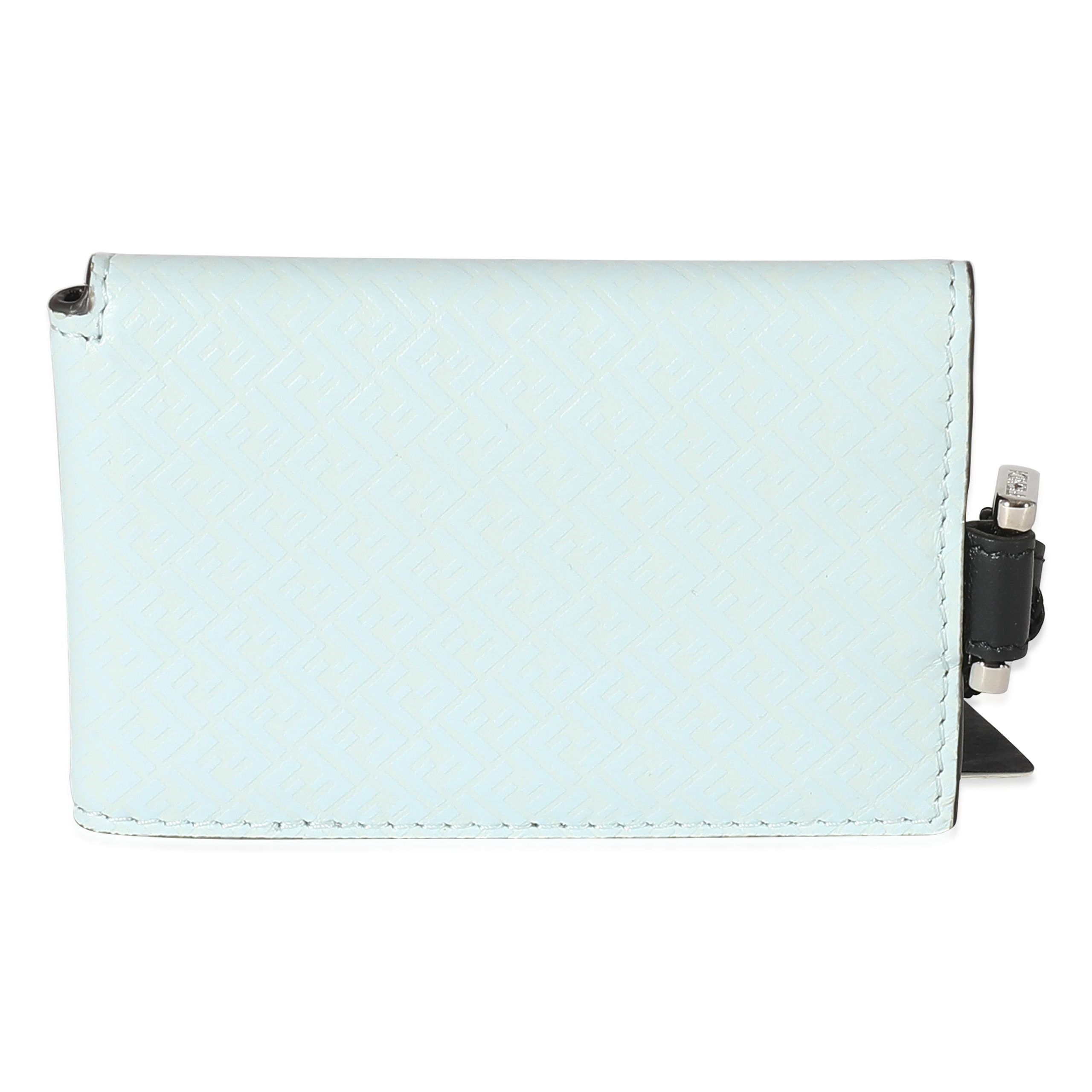 Fendi Blue Zucca Leather Card Holder On Strap