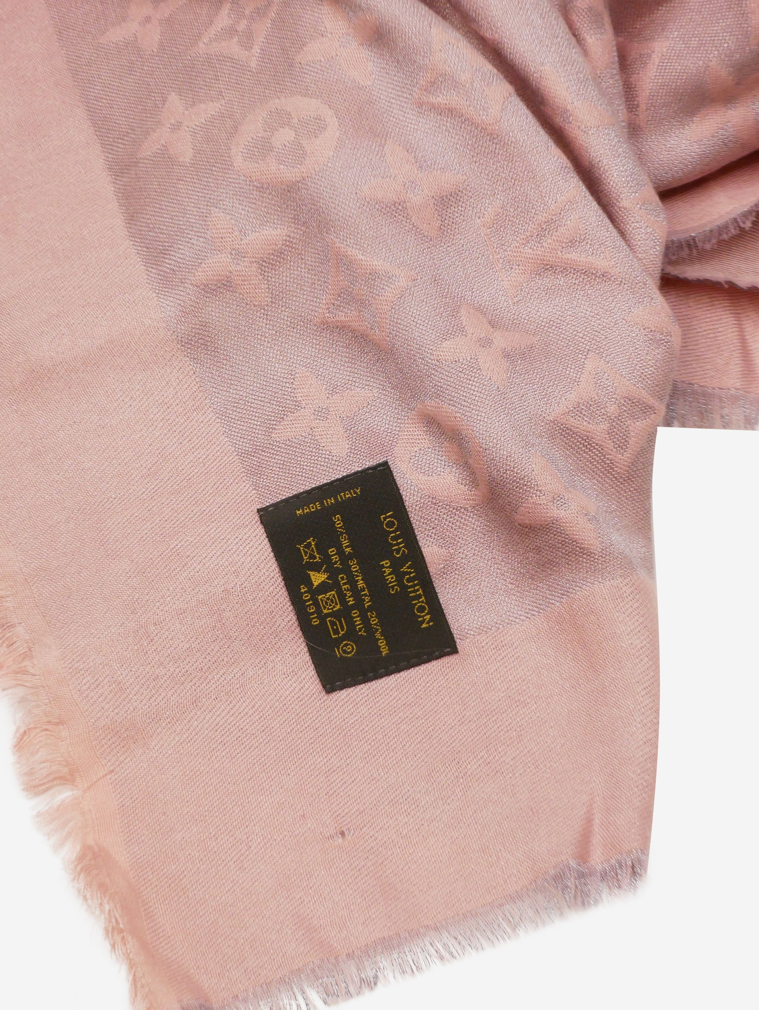 Pink lurex monogram scarf - size