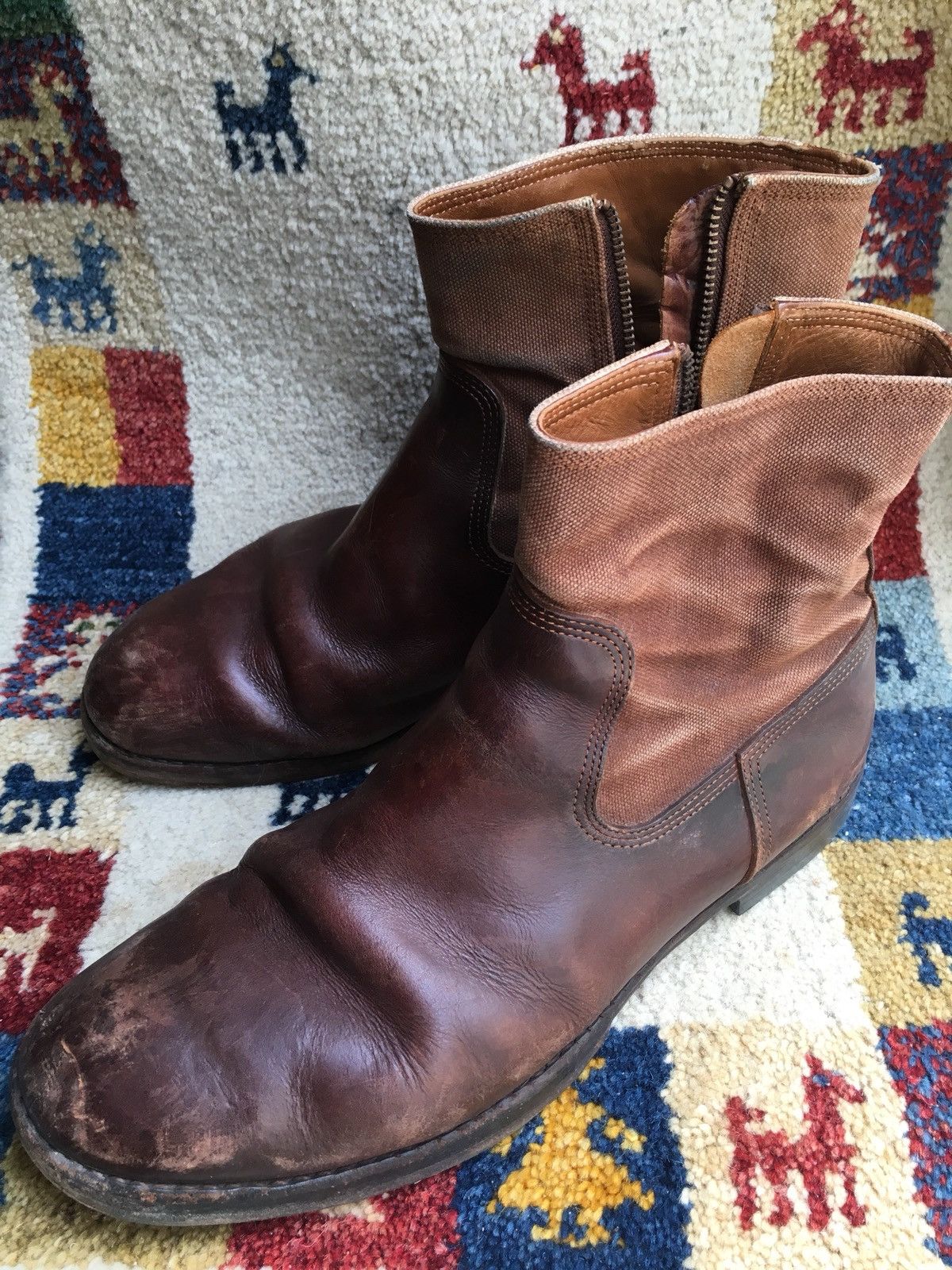 Kapital Side Zip Canvas/leather Boots. | Grailed