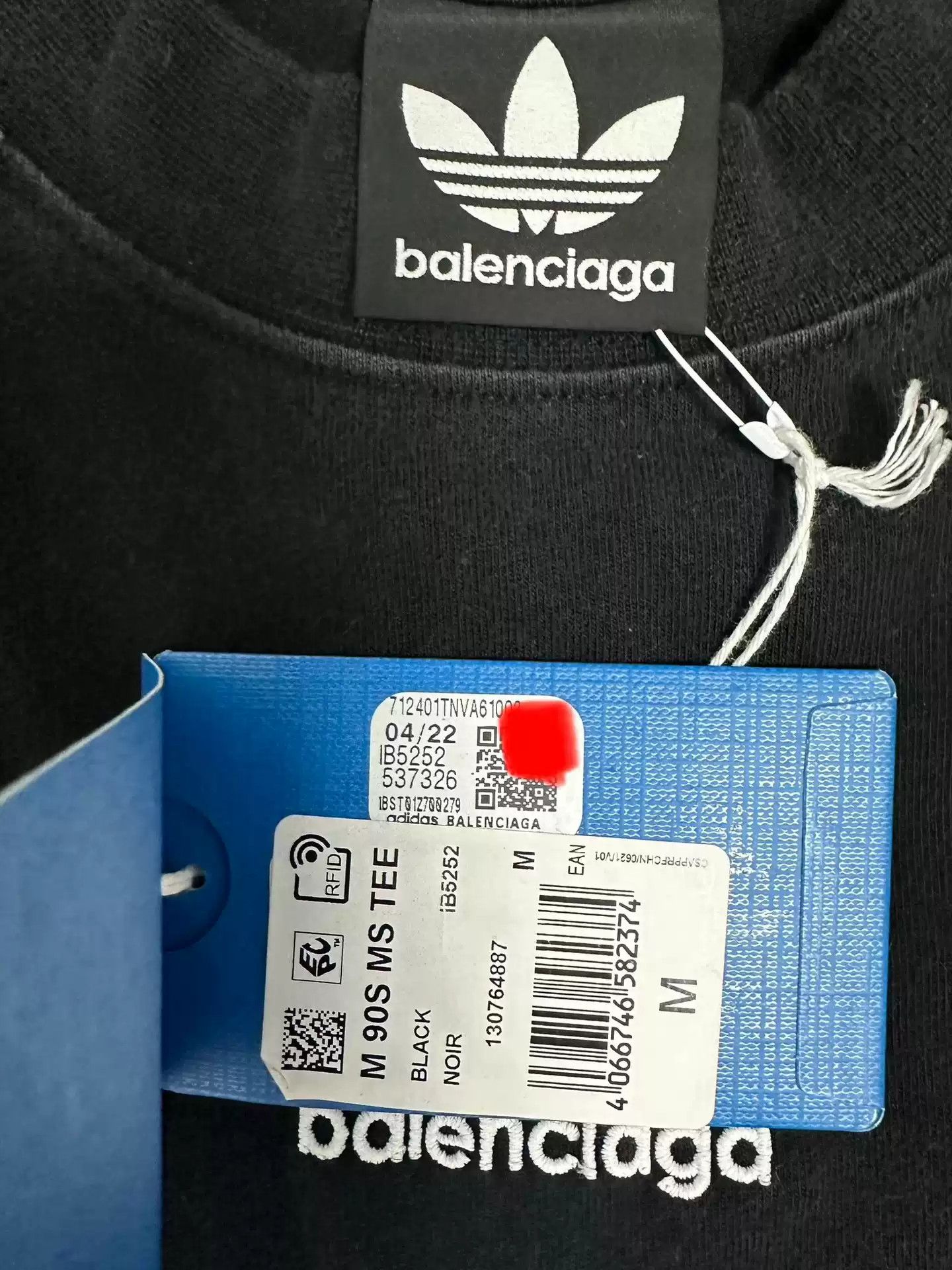 Balenciaga Balenciaga Adidas joint 23SS black and red patchwork distressed faded short sleeved T-shirt Size US M / EU 48-50 / 2 - 6 Thumbnail