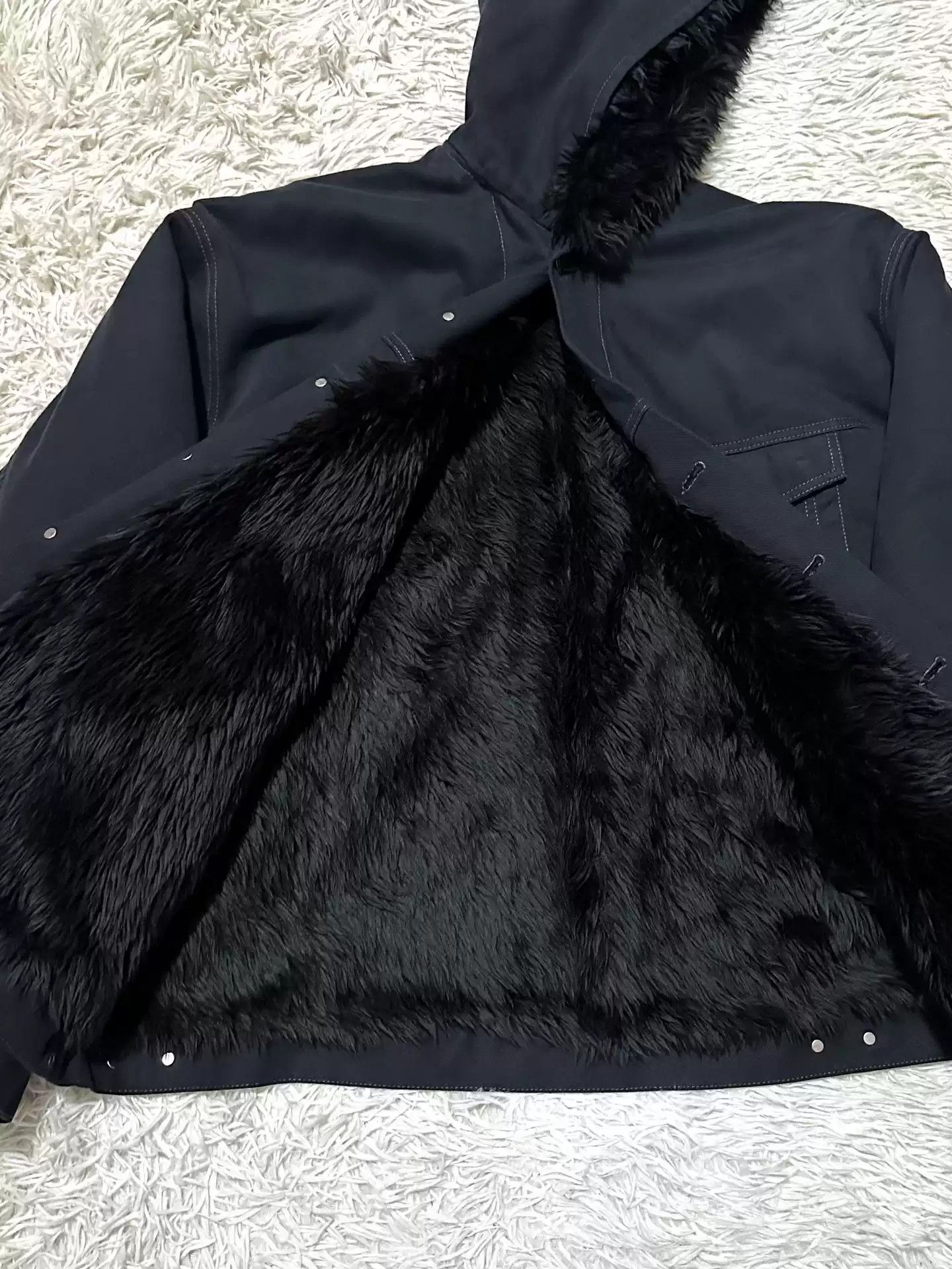 Balenciaga Balenciaga23ss Snowy Monster NYSE Hooded Fur Denim Damaged Washed Jacket Coat Size US S / EU 44-46 / 1 - 4 Thumbnail