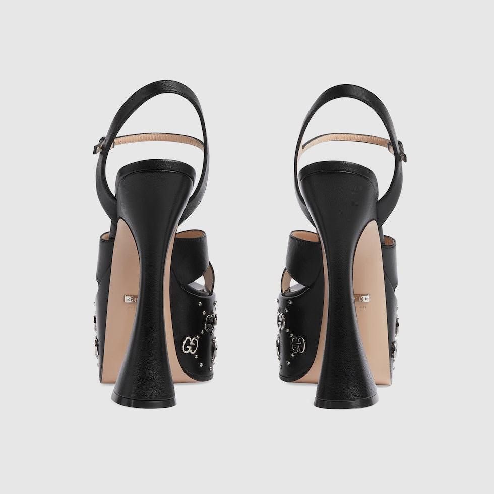 Interlocking G Logo Studs Sandals in black