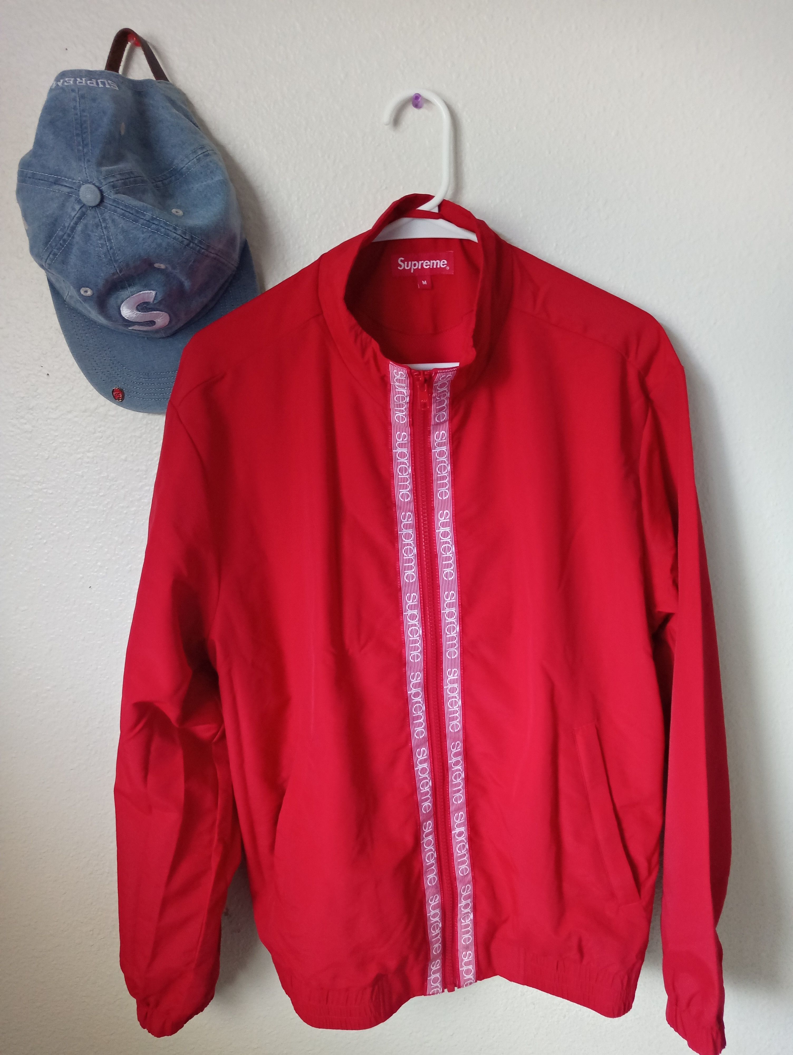 Supreme classic logo taping track jacket red online