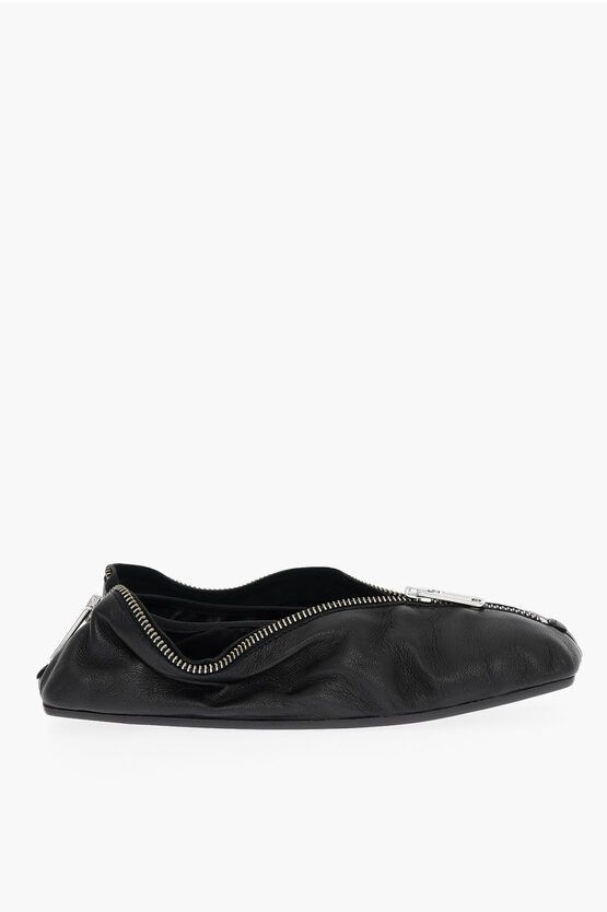 Maison Margiela Leather Ballet Flat with Square Toe and Maxi Zip Closure Size US 8 / IT 38 - 3 Thumbnail