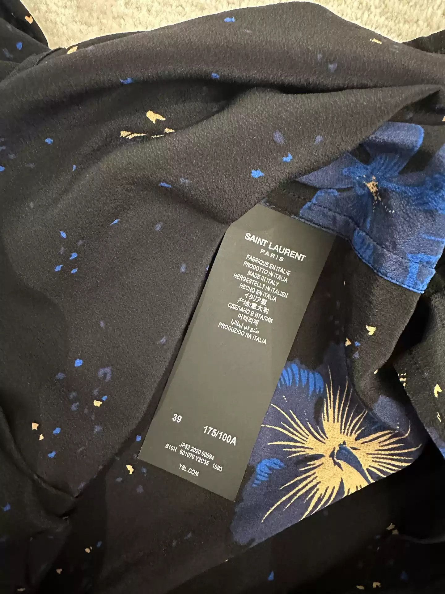Saint Laurent Paris Saint Laurent YSL SLP SS21 colorful hibiscus silk crepe short sleeve shirt Size US M / EU 48-50 / 2 - 4 Thumbnail