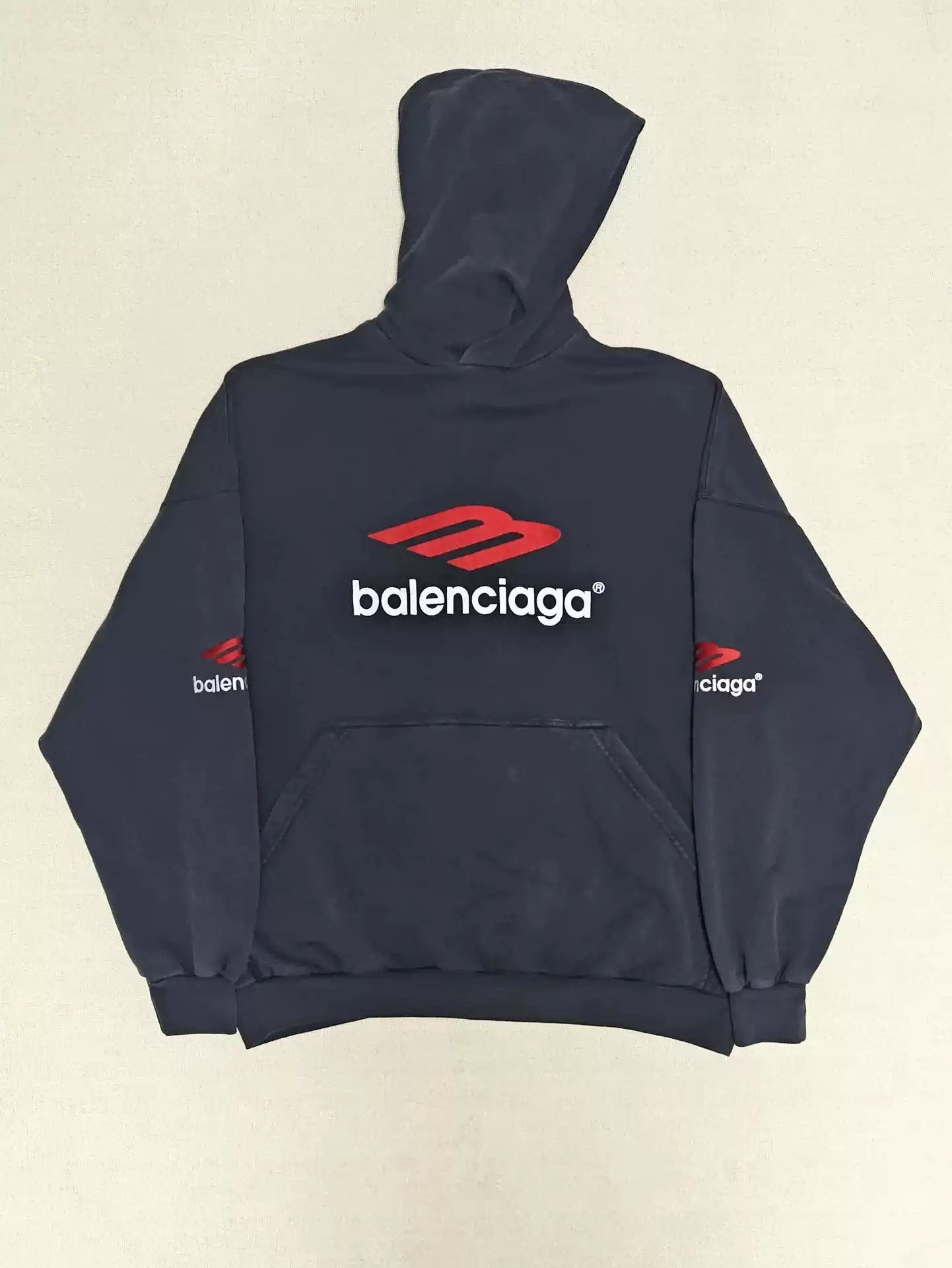 Balenciaga Balenciaga23FW 3Bsports Black and Red Hoodie Size US S / EU 44-46 / 1 - 2 Thumbnail