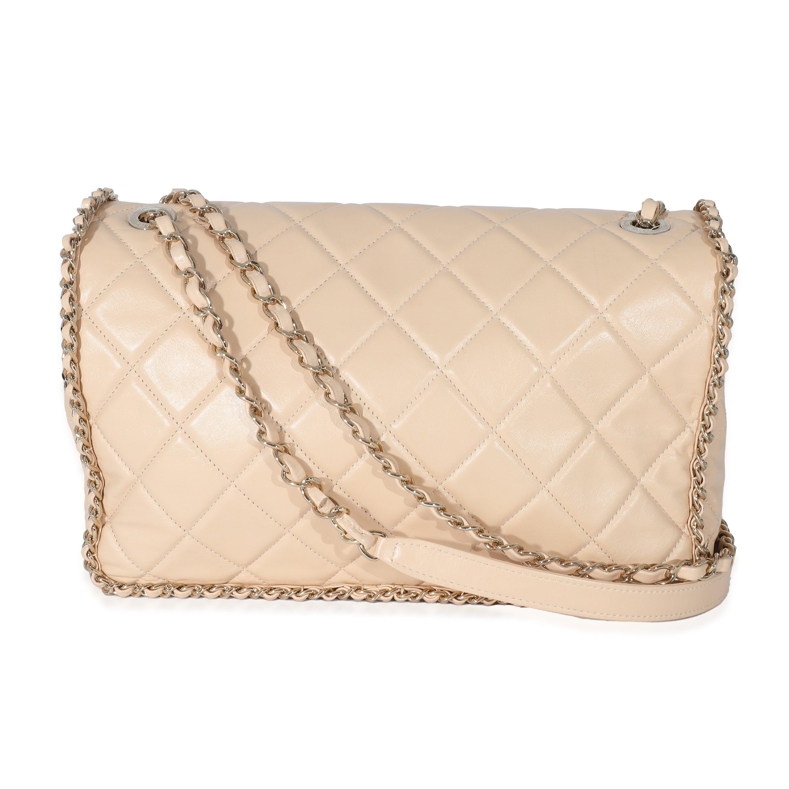 Chanel Chanel Beige Crumpled Calfskin Medium Chain All Over Flap Bag Size ONE SIZE - 4 Thumbnail
