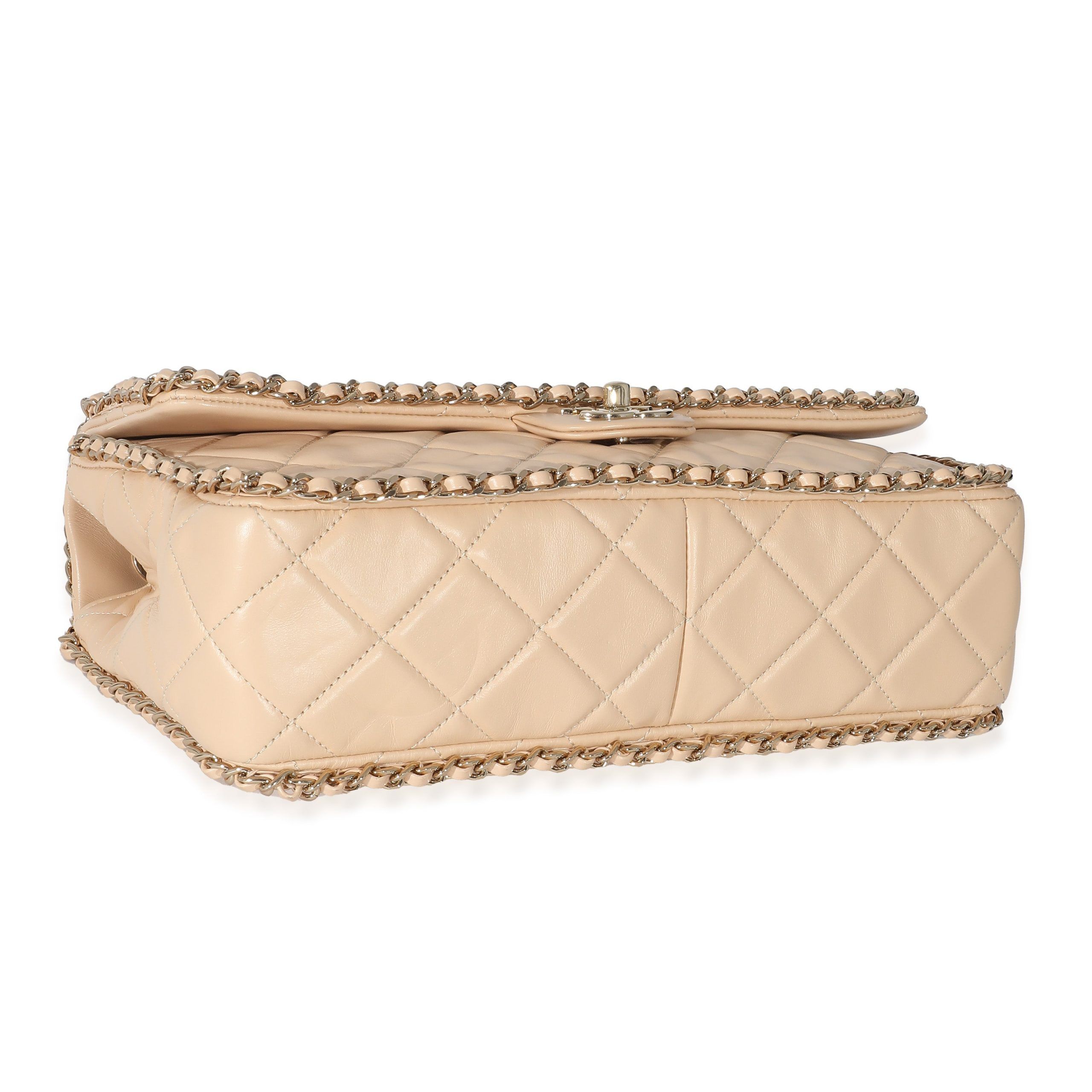 Chanel Chanel Beige Crumpled Calfskin Medium Chain All Over Flap Bag Size ONE SIZE - 7 Thumbnail