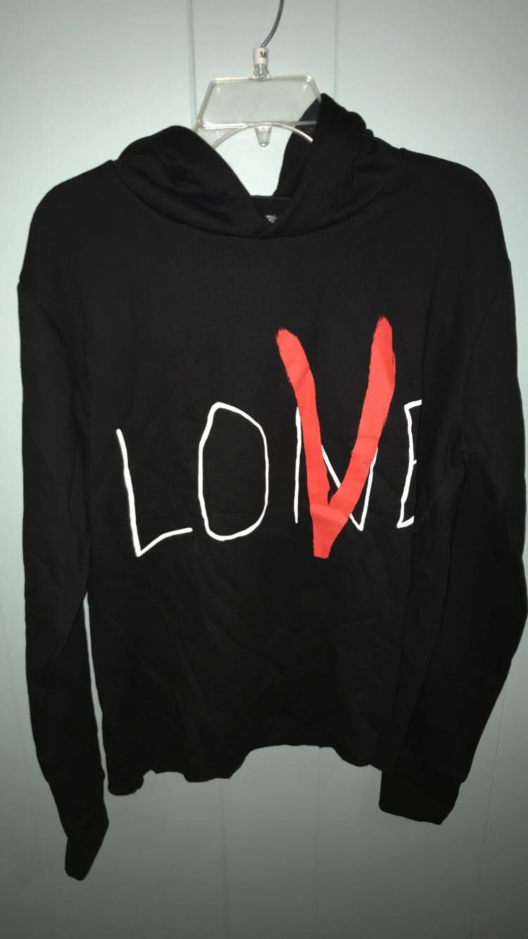 Vlone Black+Red Vlone Love Hoodie | Grailed