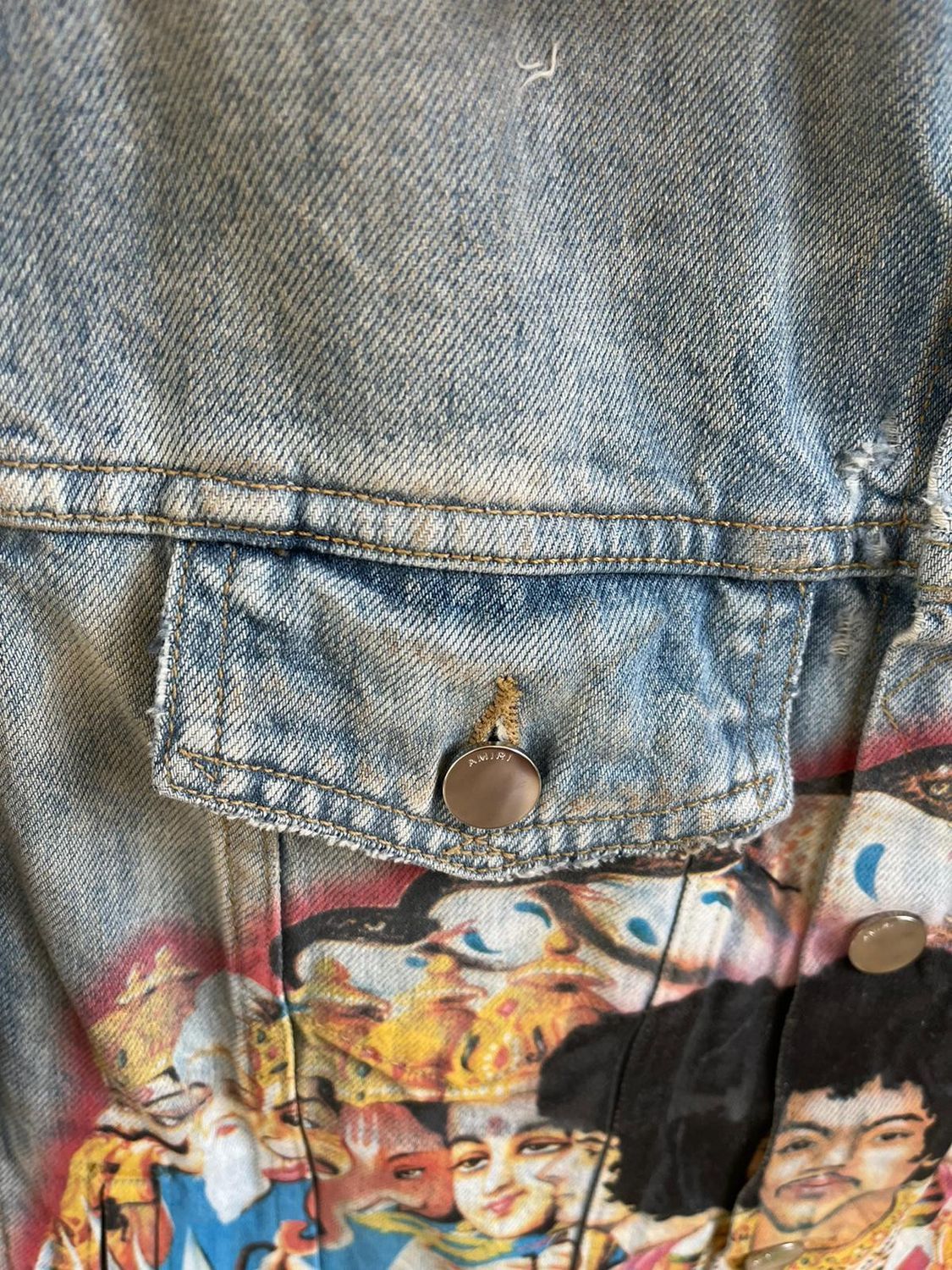 Vintage Effect Denim Jimi Hendrix Jacket with Maxi-Print