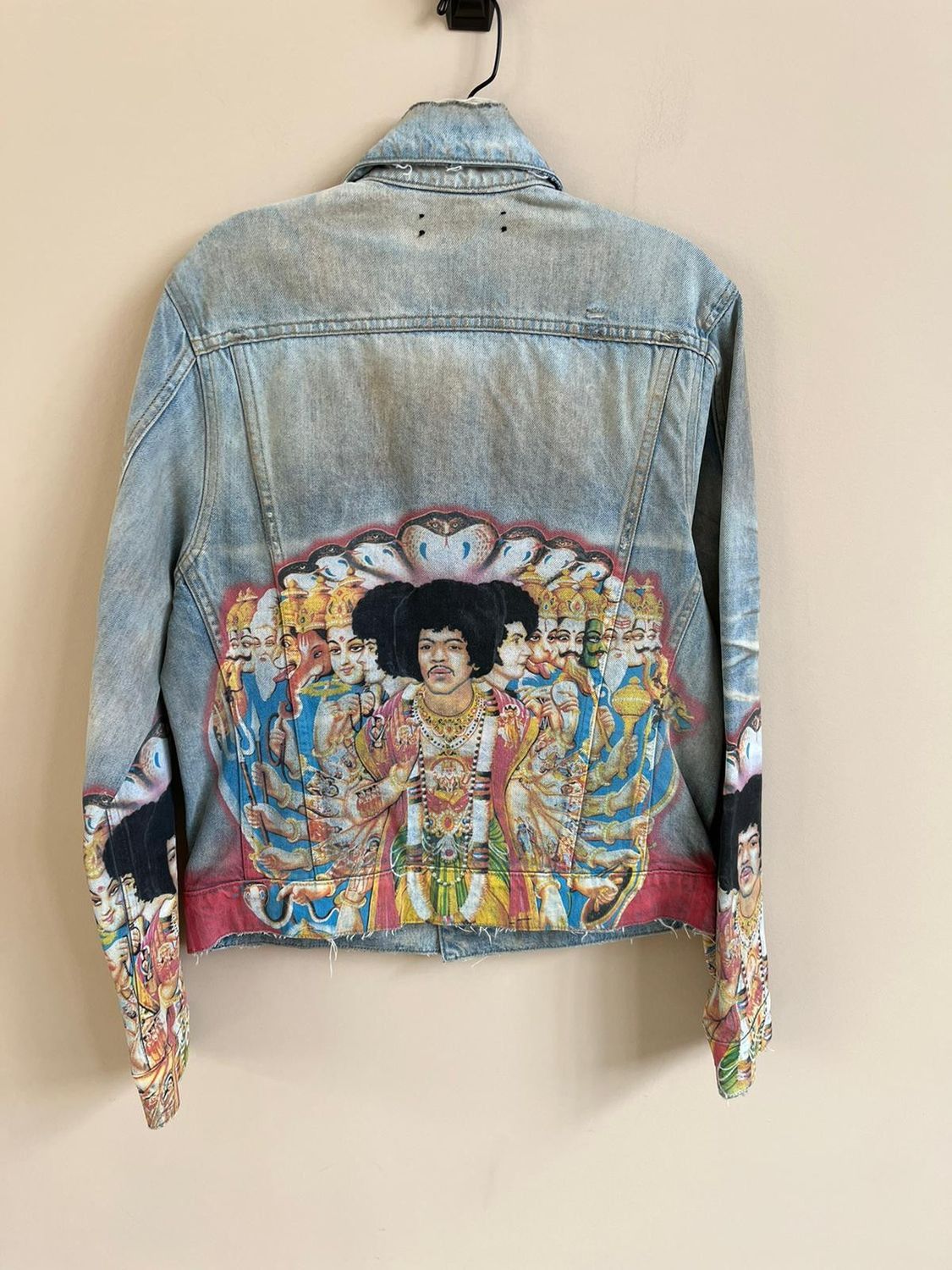 Vintage Effect Denim Jimi Hendrix Jacket with Maxi-Print
