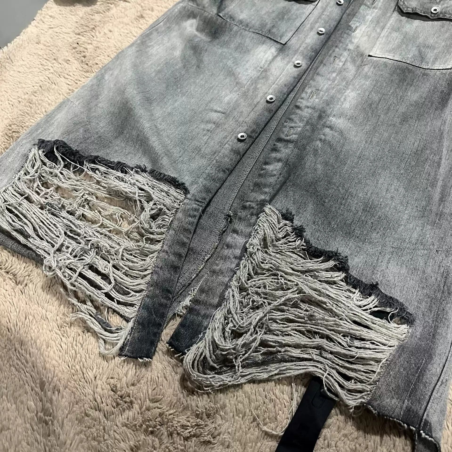 Rick Owens Rick Owens DRKSHDW 24SS Washed to Make Old Lapel Single-breasted Denim Jacket Size US M / EU 48-50 / 2 - 8 Thumbnail