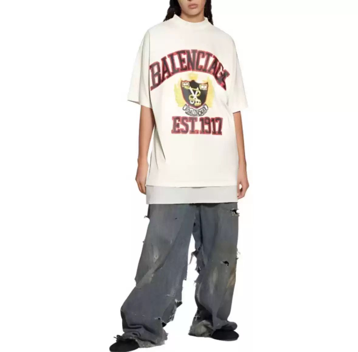 Balenciaga Balenciaga 23SS Scissors Crown Wheat Ear White Red Logo Short sleeved T-shirt Size US M / EU 48-50 / 2 - 6 Thumbnail