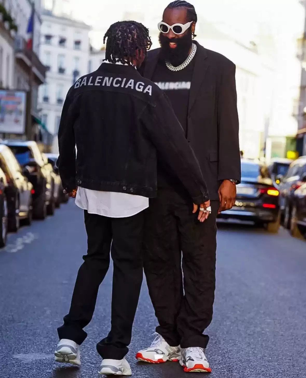 Balenciaga diamond logo washed distressed denim jacket
