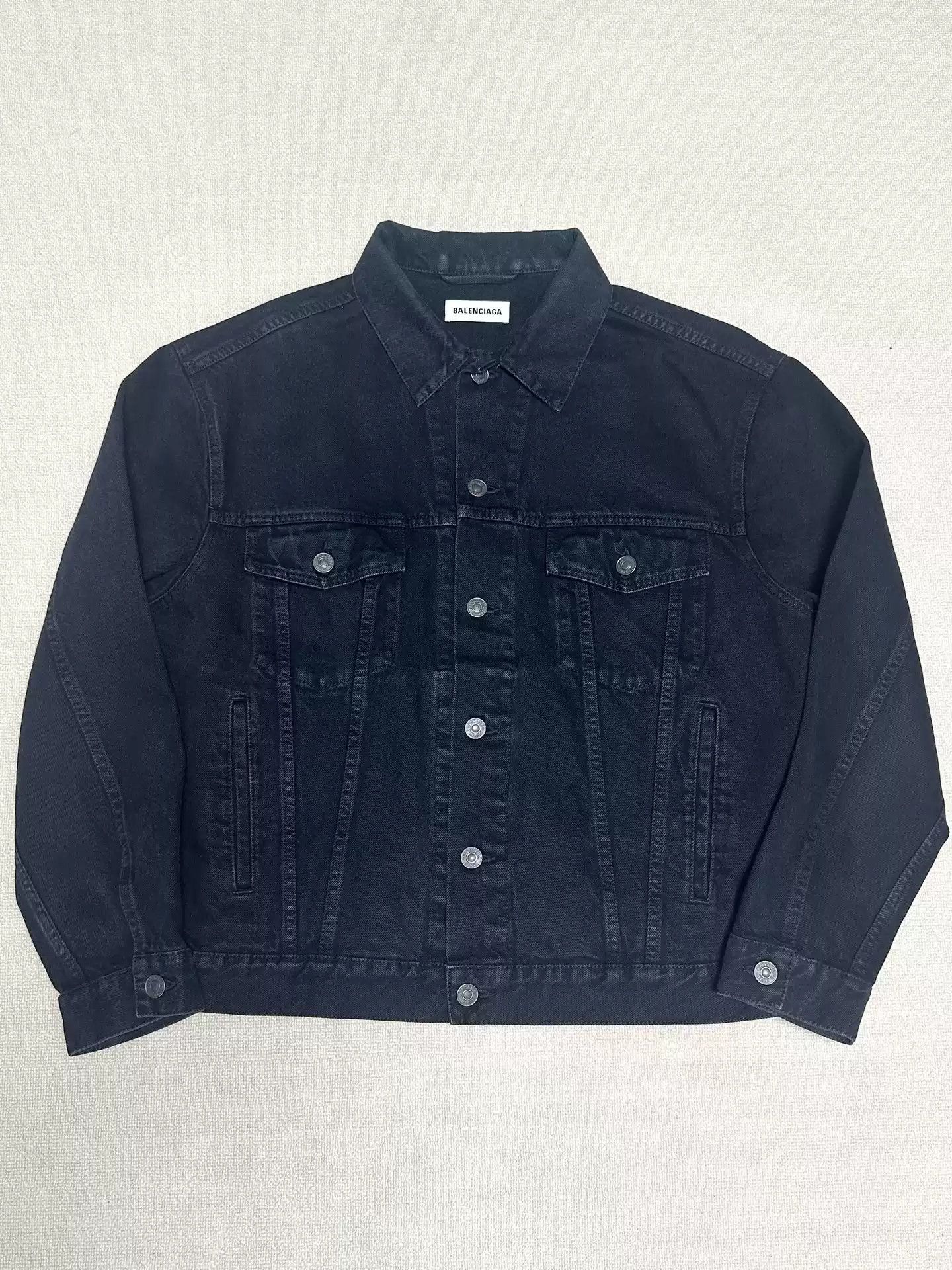 Balenciaga diamond logo washed distressed denim jacket