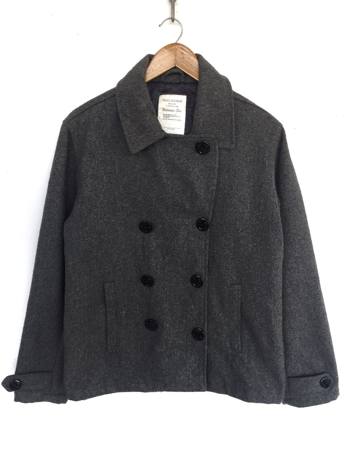 Houston Inc. Grey Wool Blend Oversized Pea Coat