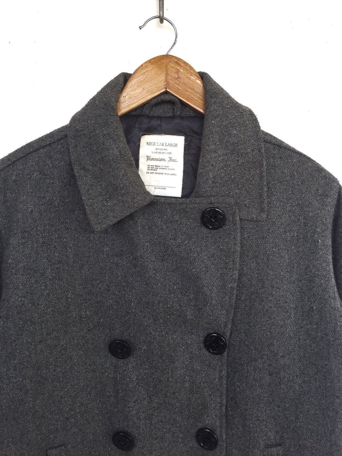 Vintage Houston Inc. Grey Wool Blend Oversized Pea Coat Size US L / EU 52-54 / 3 - 2 Thumbnail
