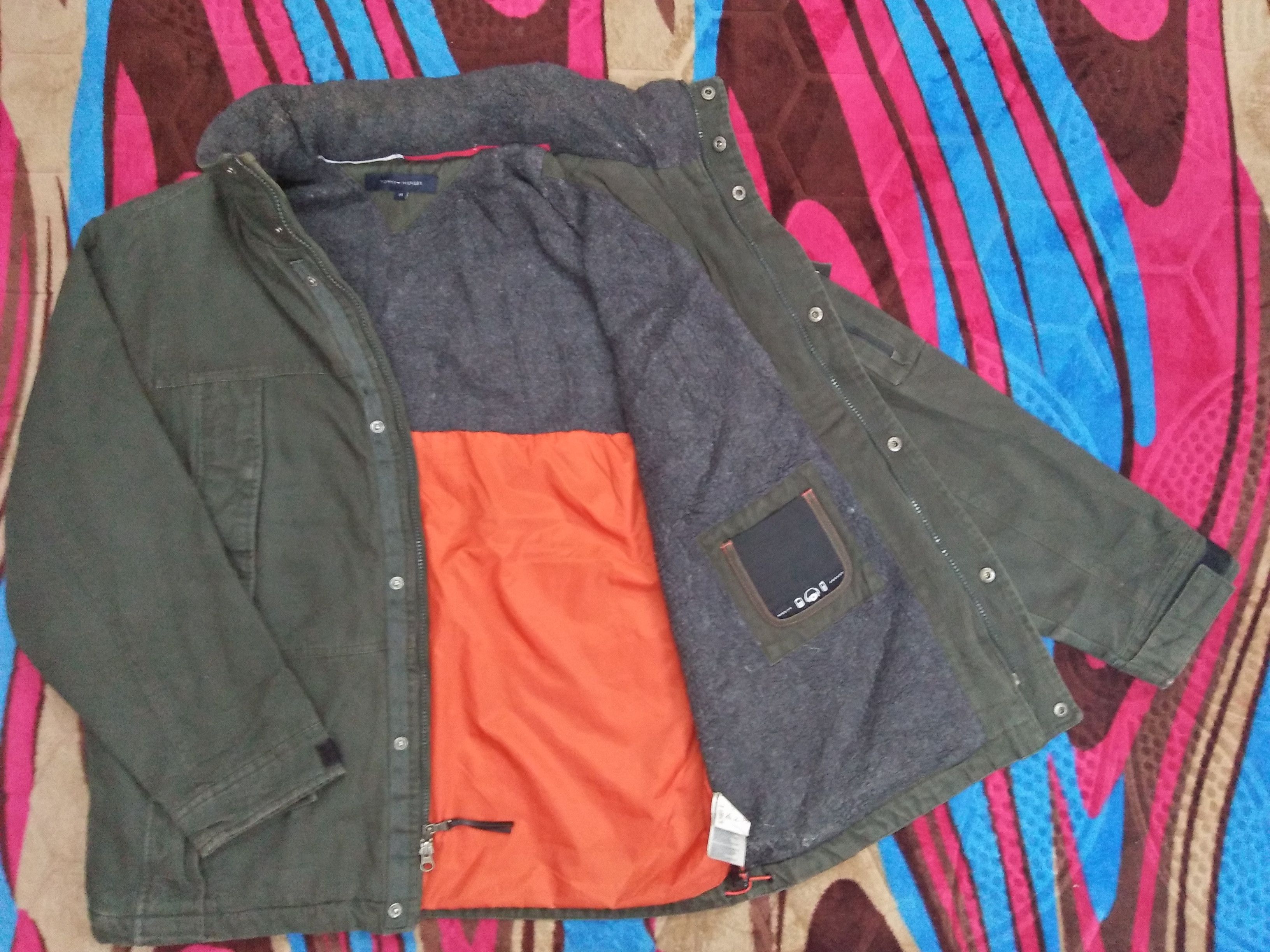 Tommy Hilfiger TOMMY HILFIGER Embroidered Logo Green Commando Army Jacket Size US M / EU 48-50 / 2 - 8 Thumbnail