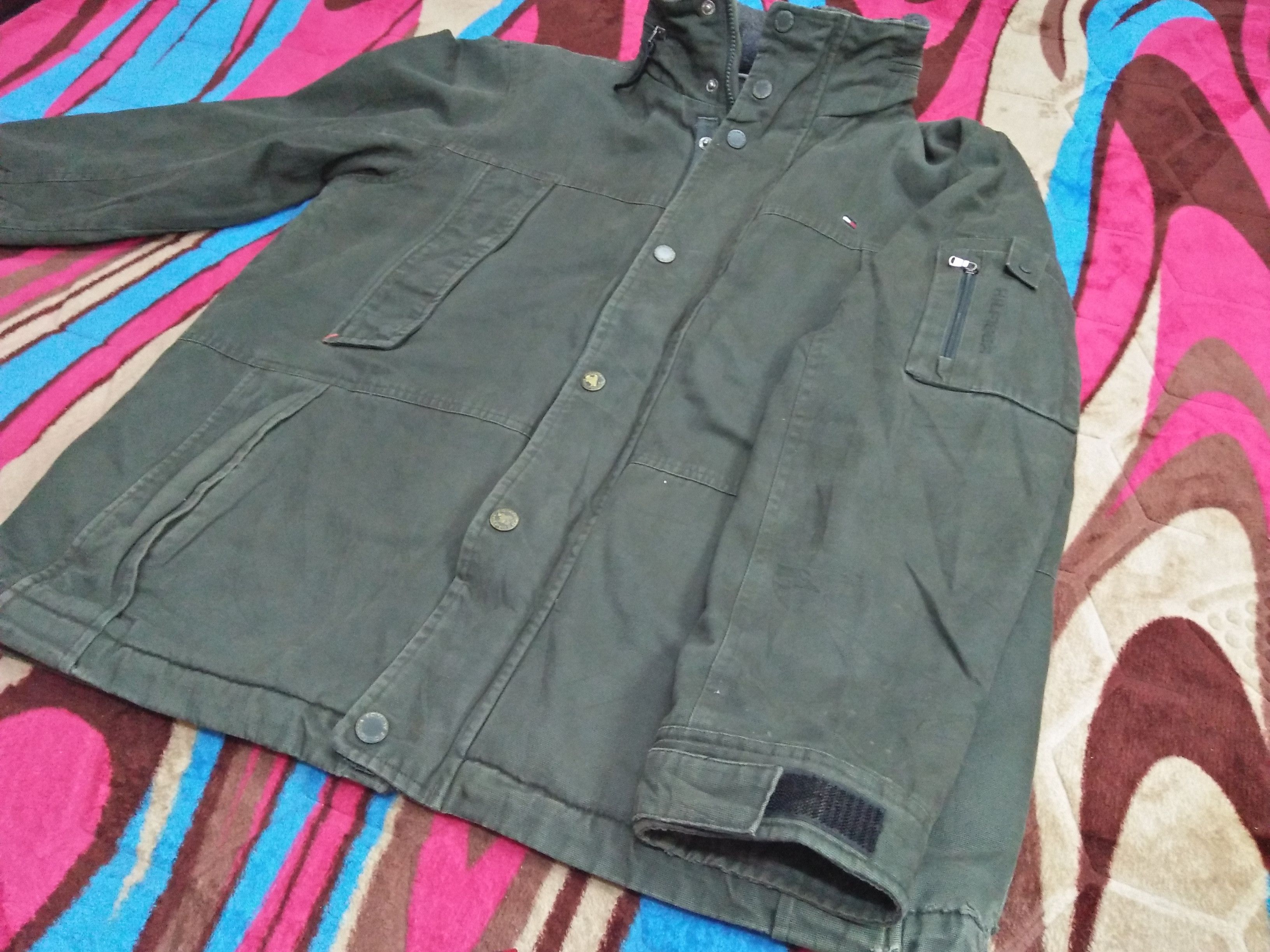 Tommy Hilfiger TOMMY HILFIGER Embroidered Logo Green Commando Army Jacket Size US M / EU 48-50 / 2 - 4 Thumbnail