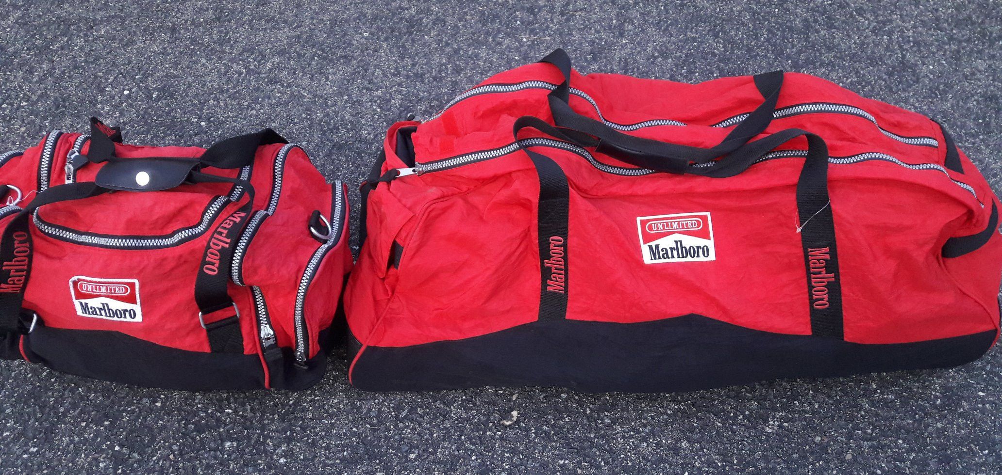 Vintage RARE Marlboro Unlimited Large w Wheels + Small Duffle Duffel ...