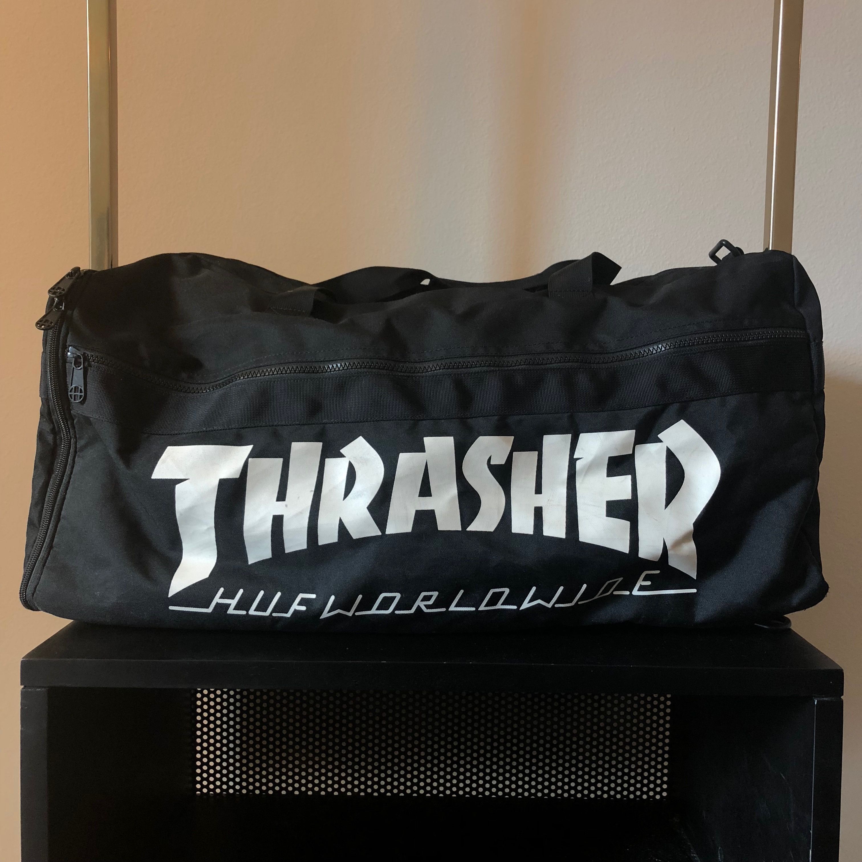 Thrasher HUF X Thrasher Black Duffel Bag Grailed